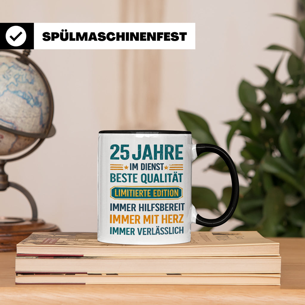 25 Jahre Dienstjubiläum Tasse Geschenk für Kollege Mitarbeit – Schwarz [farbe:schwarz]