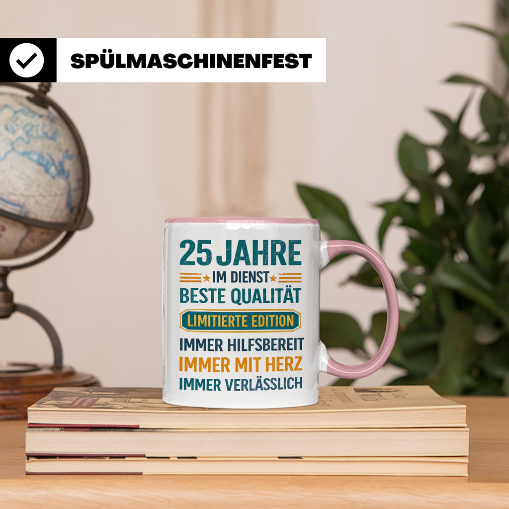 25 Jahre Dienstjubiläum Tasse Geschenk für Kollege Mitarbeit – Rosa [farbe:rosa]