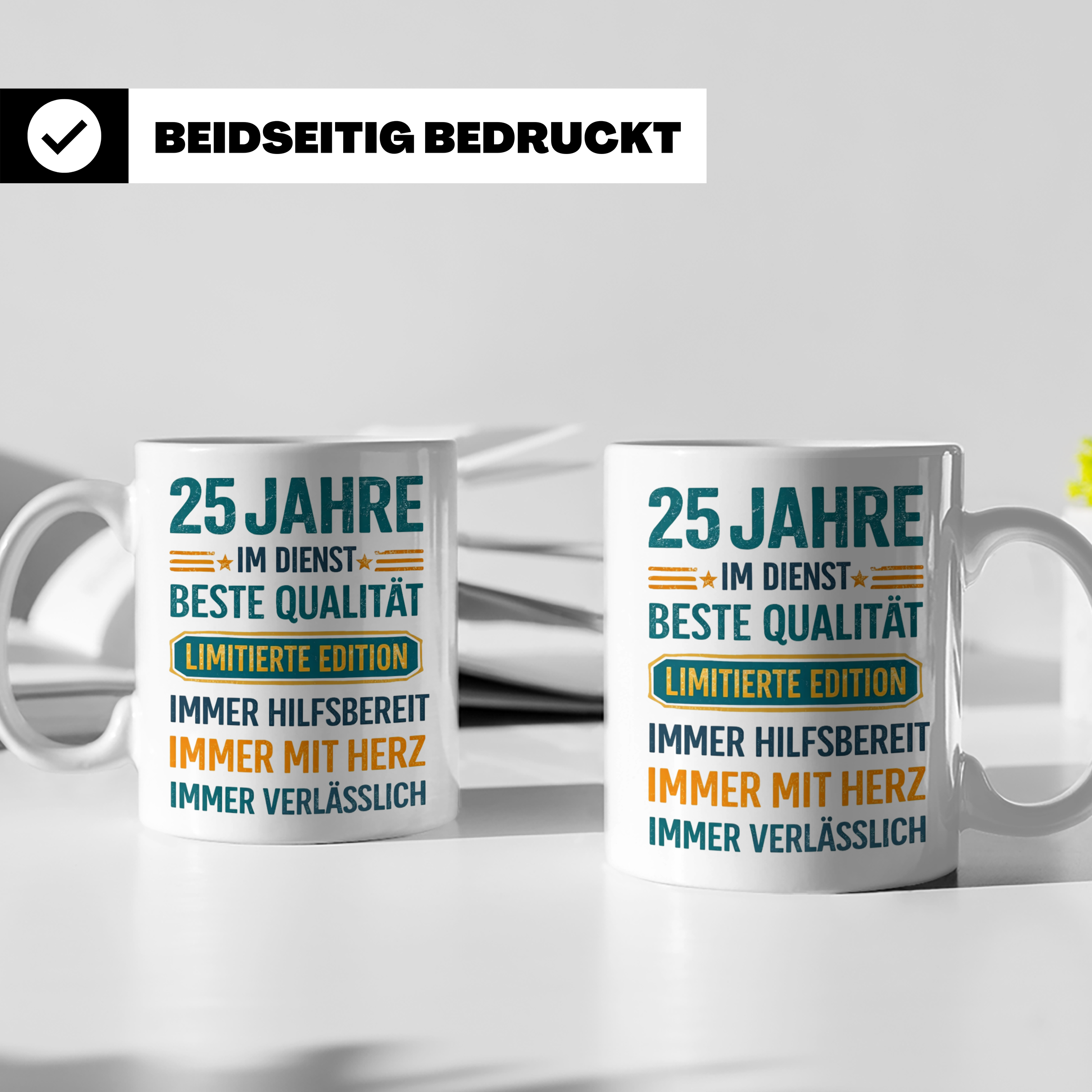 25 Jahre Dienstjubiläum Tasse Geschenk für Kollege Mitarbeit – Weiß [farbe:weiß]
