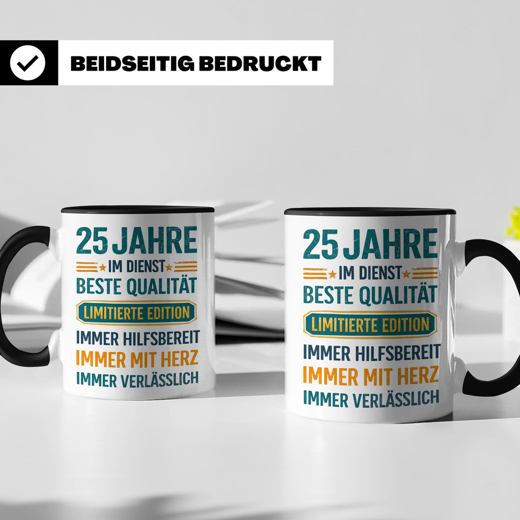 25 Jahre Dienstjubiläum Tasse Geschenk für Kollege Mitarbeit – Schwarz [farbe:schwarz]