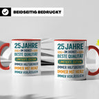 25 Jahre Dienstjubiläum Tasse Geschenk für Kollege Mitarbeit – Rot [farbe:rot]
