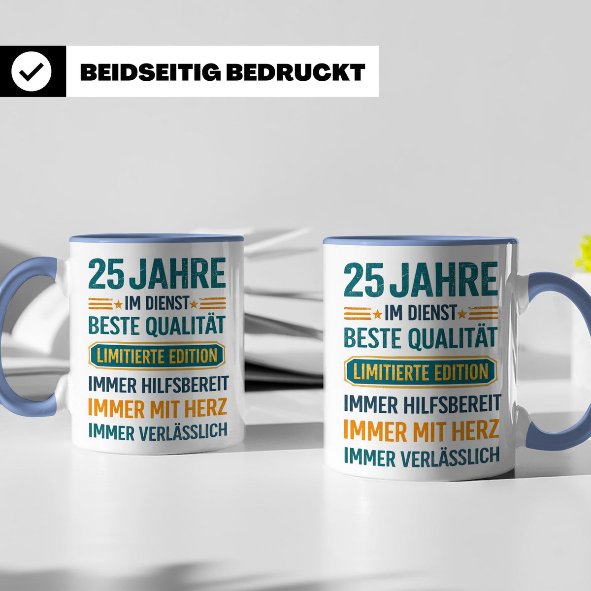 25 Jahre Dienstjubiläum Tasse Geschenk für Kollege Mitarbeit – Blau [farbe:blau]