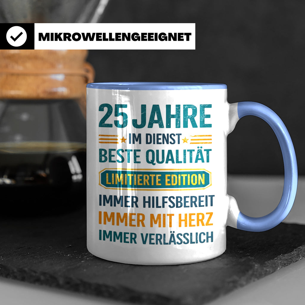 25 Jahre Dienstjubiläum Tasse Geschenk für Kollege Mitarbeit – Blau [farbe:blau]