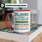 25 Jahre Dienstjubiläum Tasse Geschenk für Kollege Mitarbeit – Rot [farbe:rot]