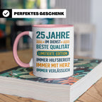25 Jahre Dienstjubiläum Tasse Geschenk für Kollege Mitarbeit – Rosa [farbe:rosa]