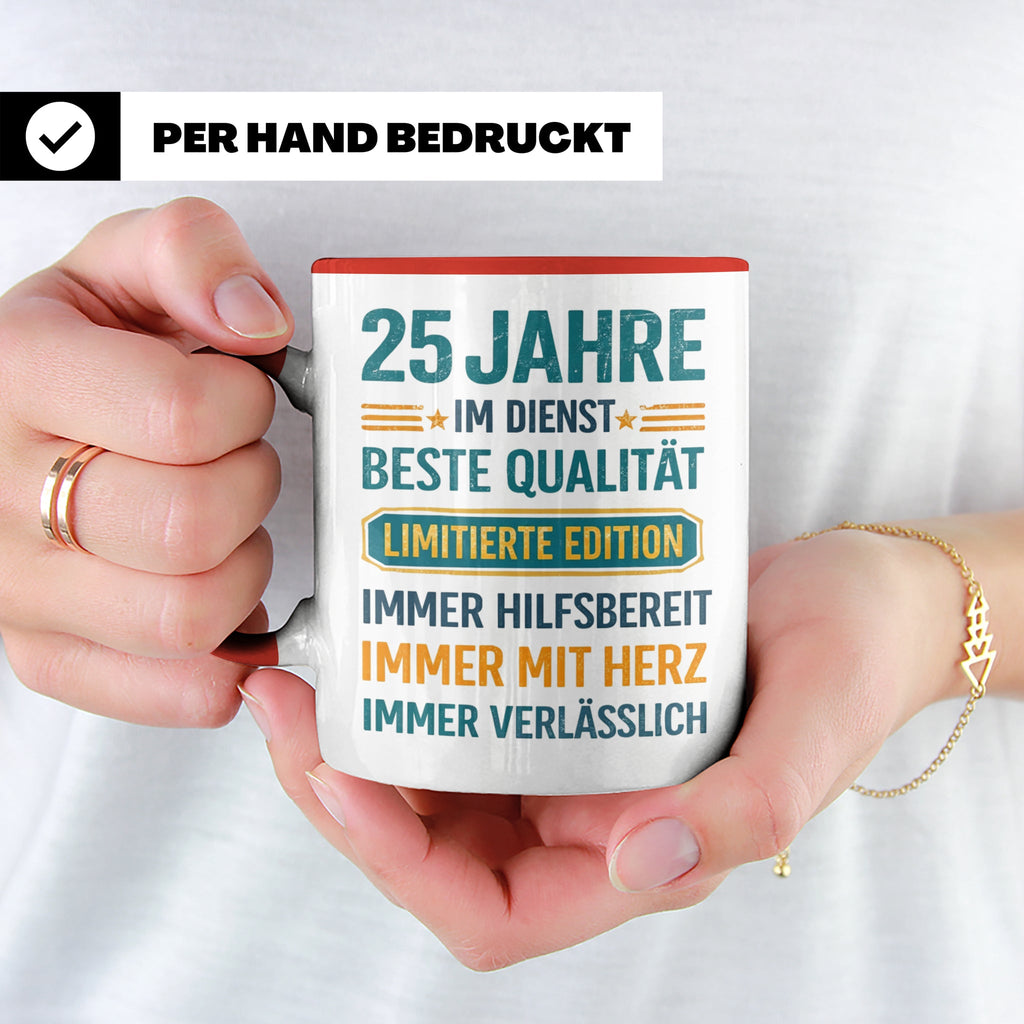 25 Jahre Dienstjubiläum Tasse Geschenk für Kollege Mitarbeit – Rot [farbe:rot]