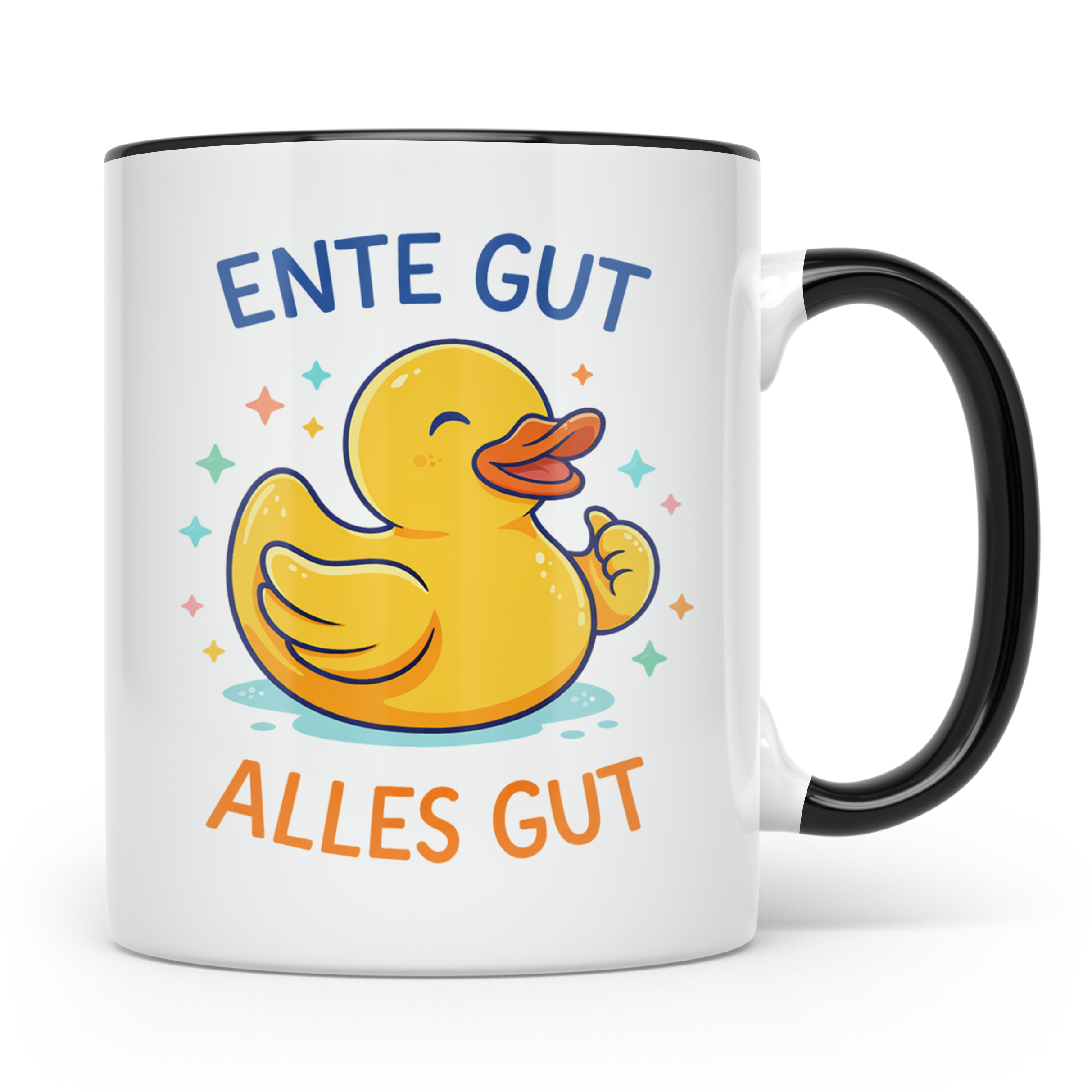 Ente Gut Alles Gut Tasse mit lustigem Spruch Quietscheente G – Schwarz [farbe:schwarz]