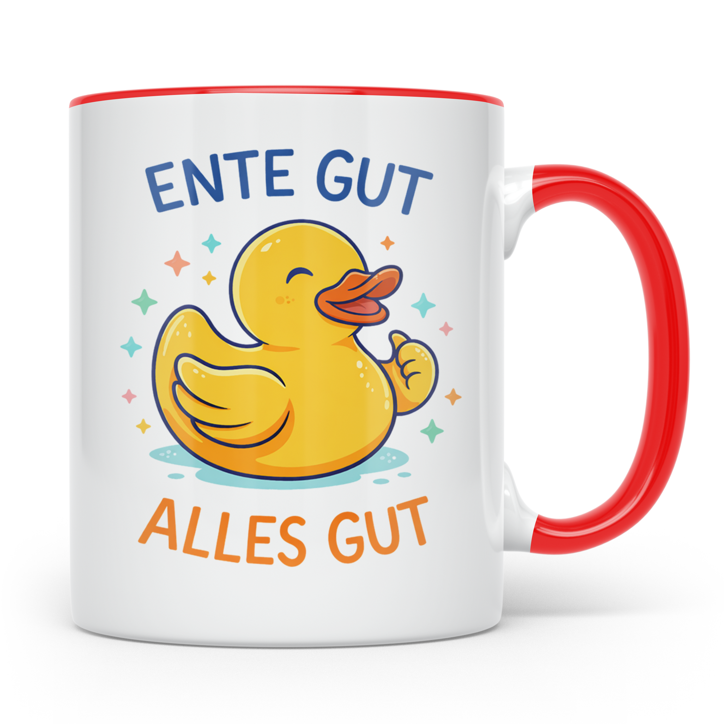 Ente Gut Alles Gut Tasse mit lustigem Spruch Quietscheente G – Rot [farbe:rot]