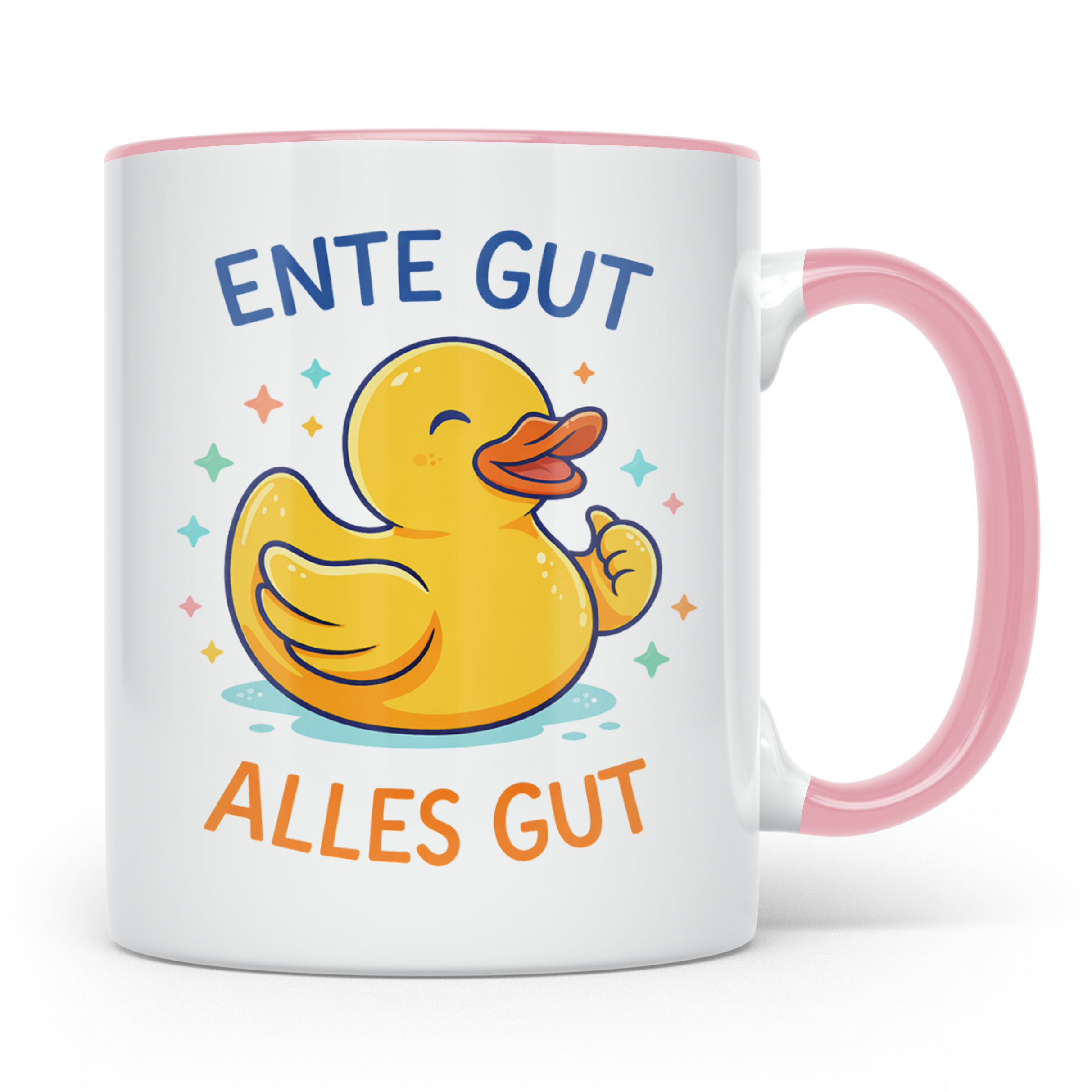 Ente Gut Alles Gut Tasse mit lustigem Spruch Quietscheente G – Rosa [farbe:rosa]