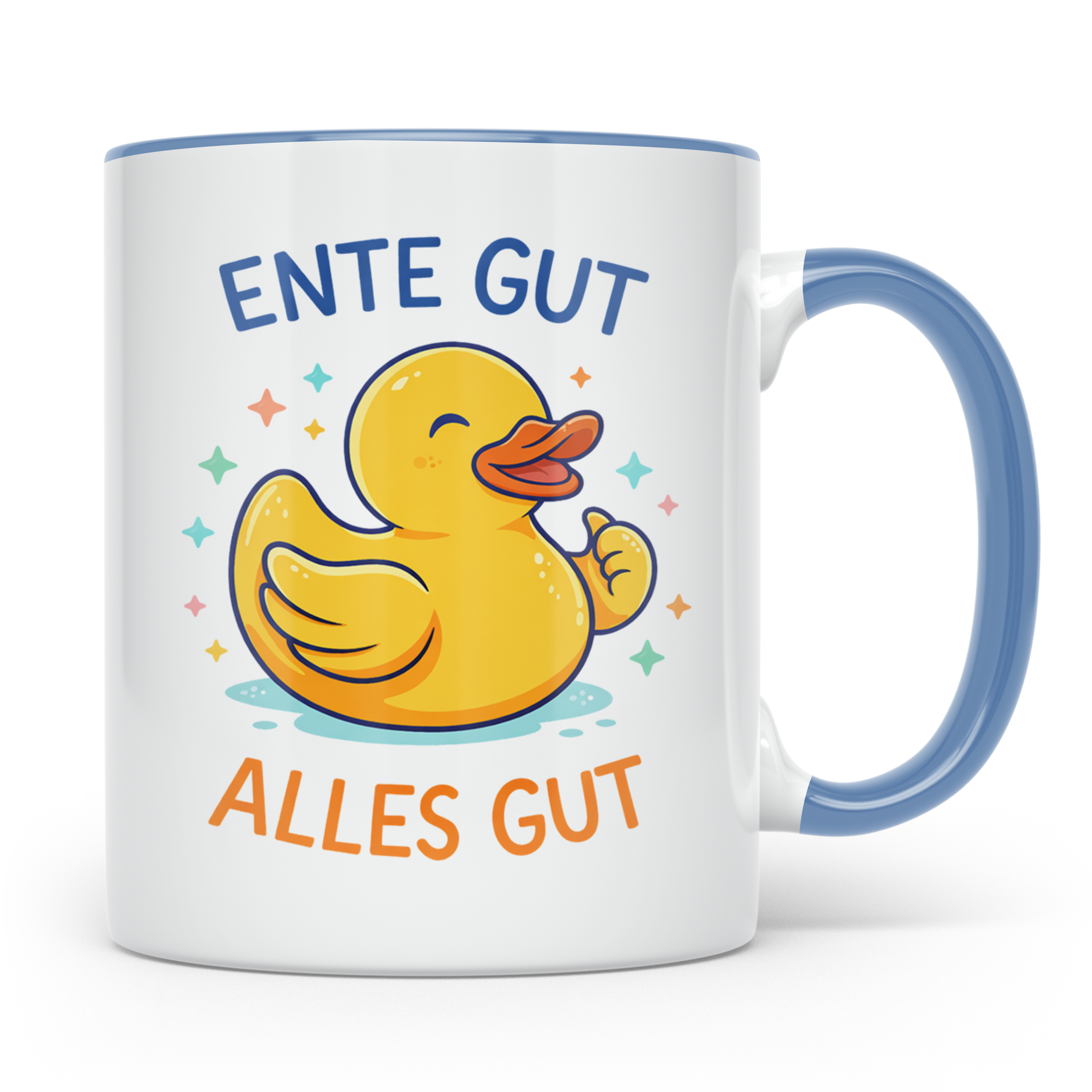 Ente Gut Alles Gut Tasse mit lustigem Spruch Quietscheente G – Blau [farbe:blau]