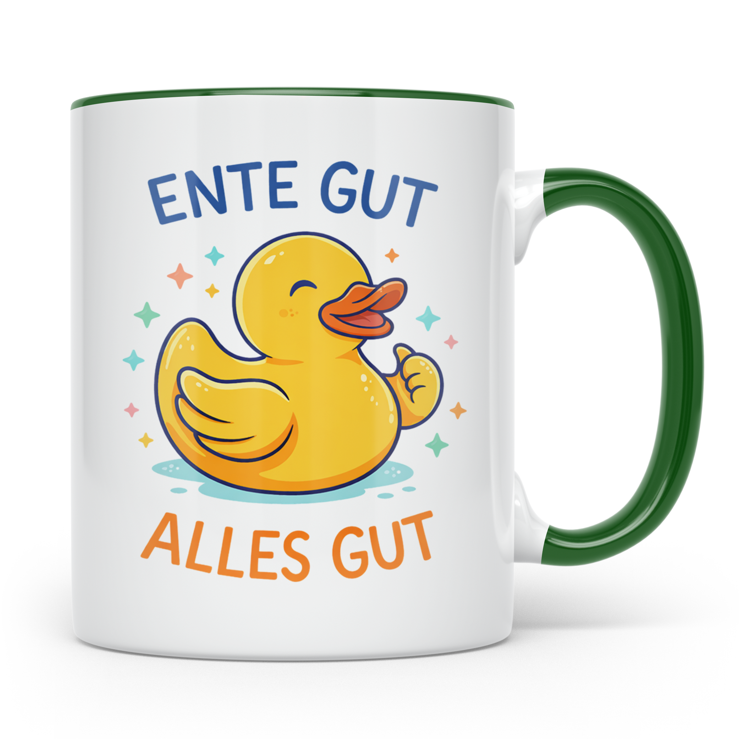 Ente Gut Alles Gut Tasse mit lustigem Spruch Quietscheente G – Grün [farbe:grün]