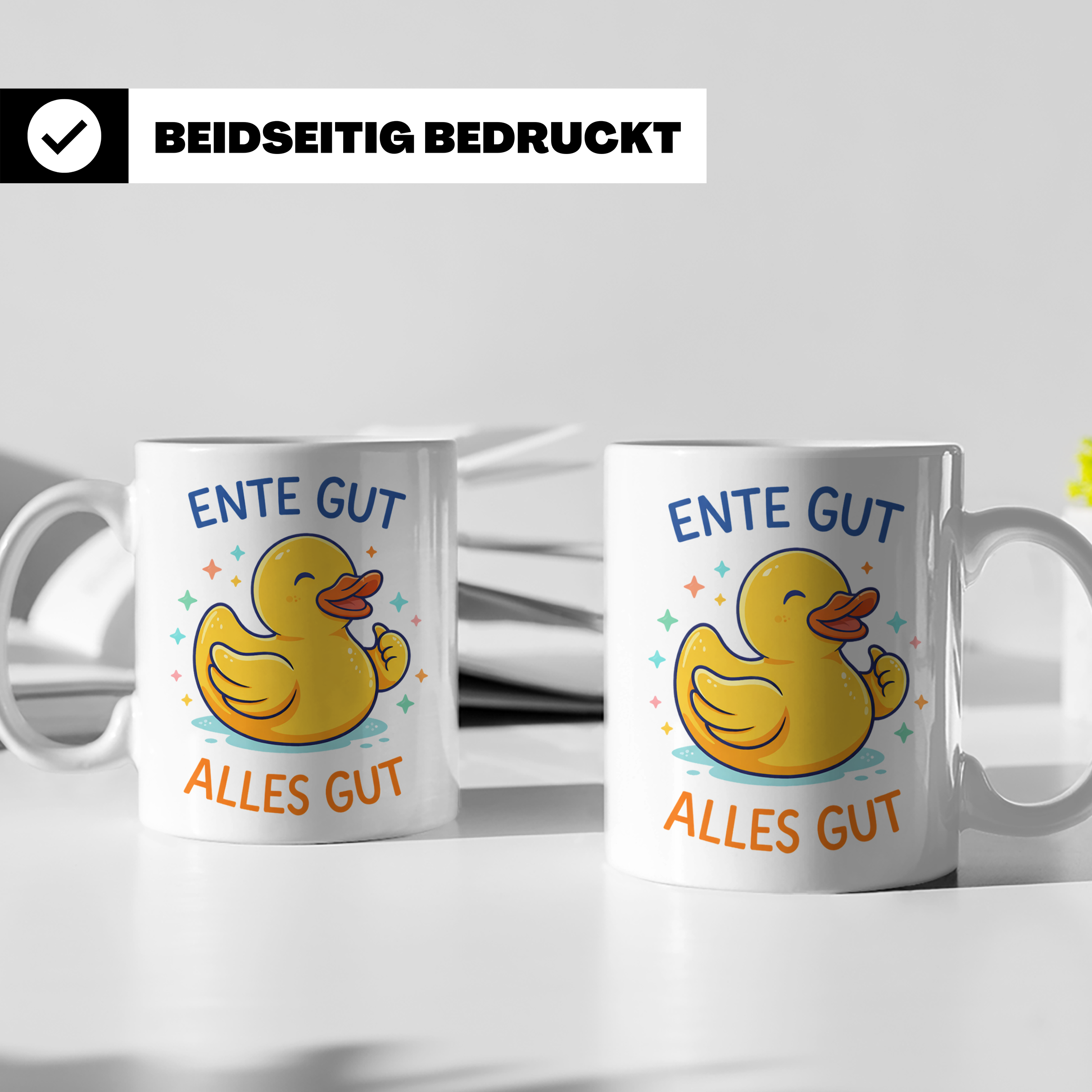 Ente Gut Alles Gut Tasse mit lustigem Spruch Quietscheente G – Weiß [farbe:weiß]