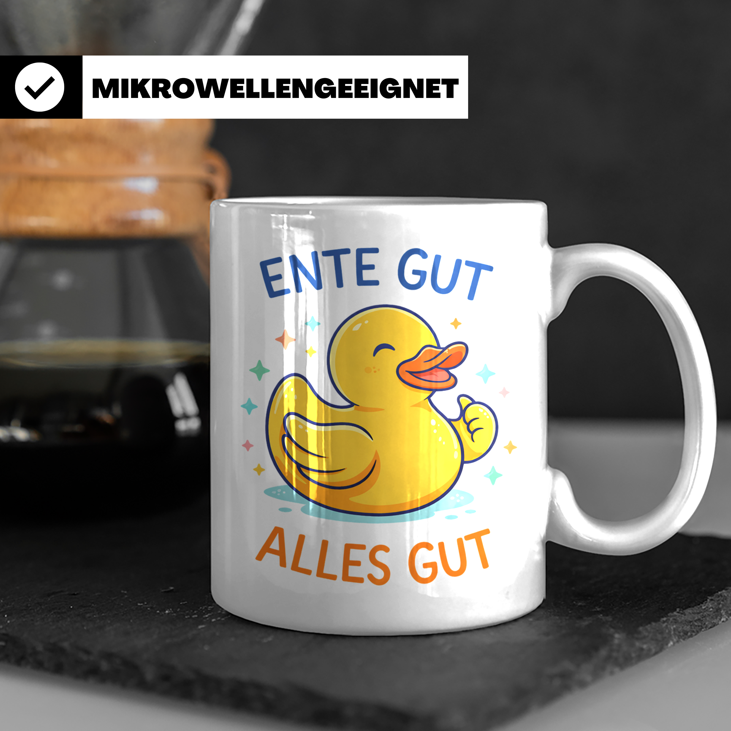 Ente Gut Alles Gut Tasse mit lustigem Spruch Quietscheente G – Weiß [farbe:weiß]