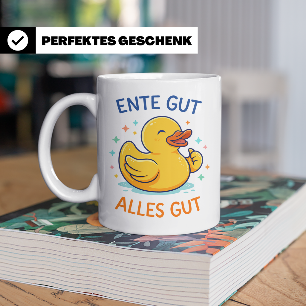 Ente Gut Alles Gut Tasse mit lustigem Spruch Quietscheente G – Weiß [farbe:weiß]