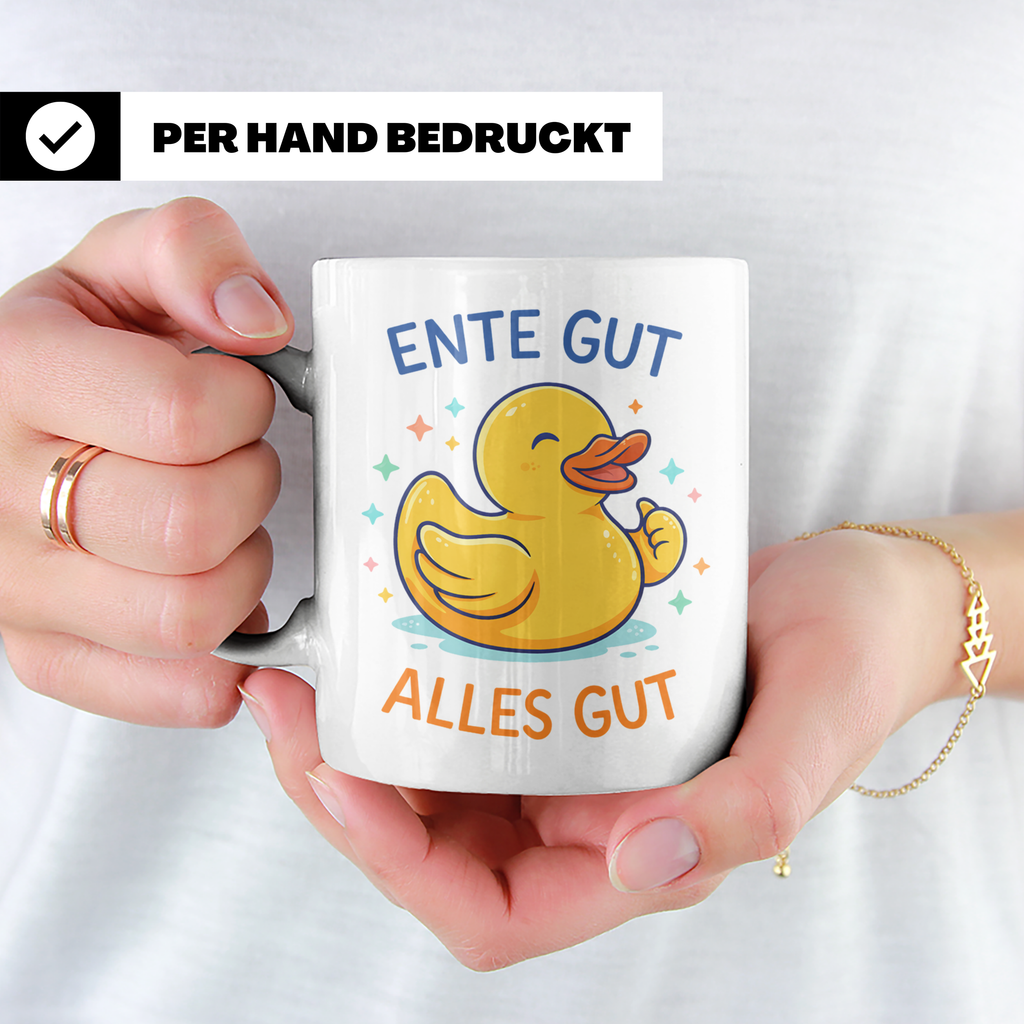 Ente Gut Alles Gut Tasse mit lustigem Spruch Quietscheente G – Weiß [farbe:weiß]
