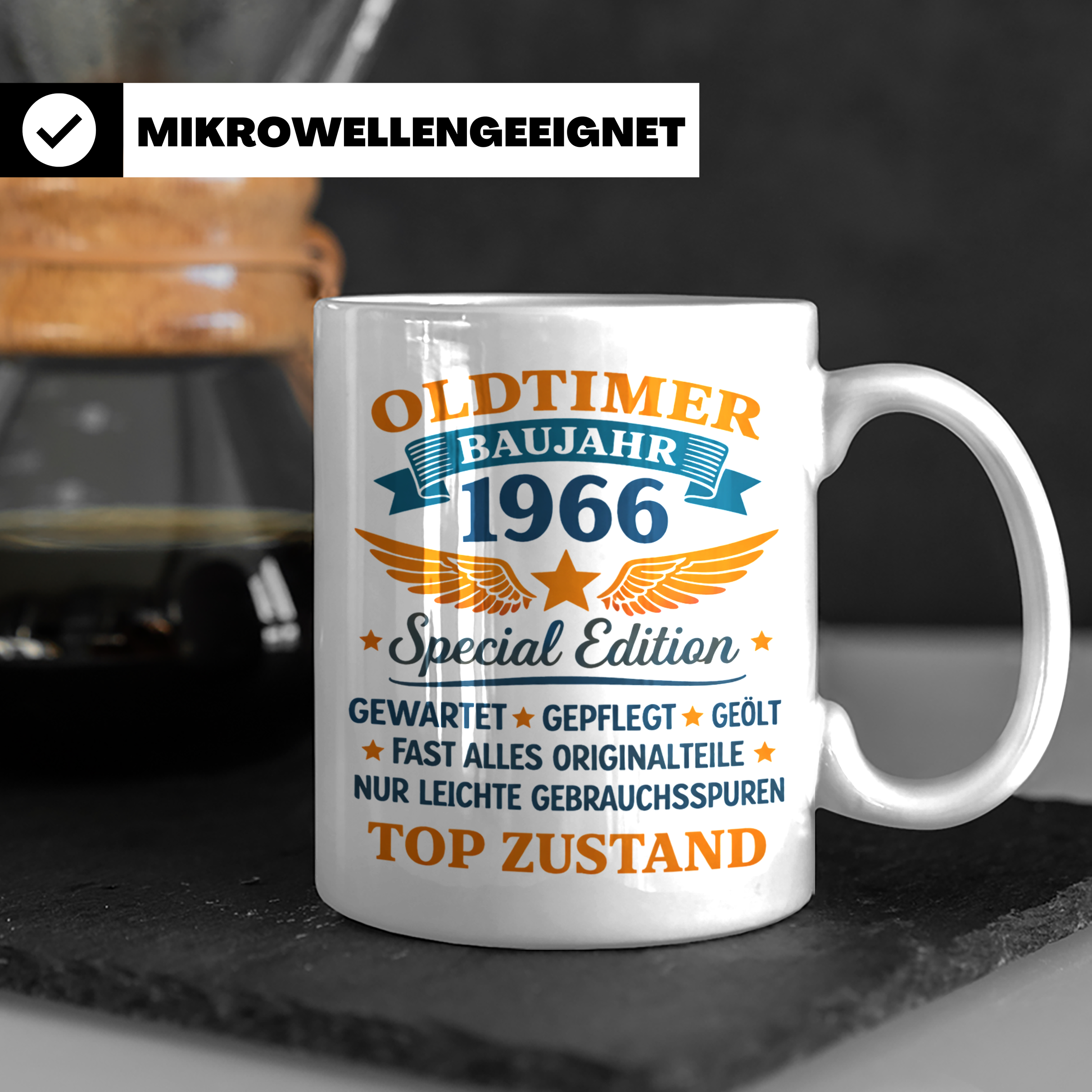 Oldtimer 1966 Tasse zum 58. Geburtstag lustig | Geschenk für – Weiß [farbe:weiß]