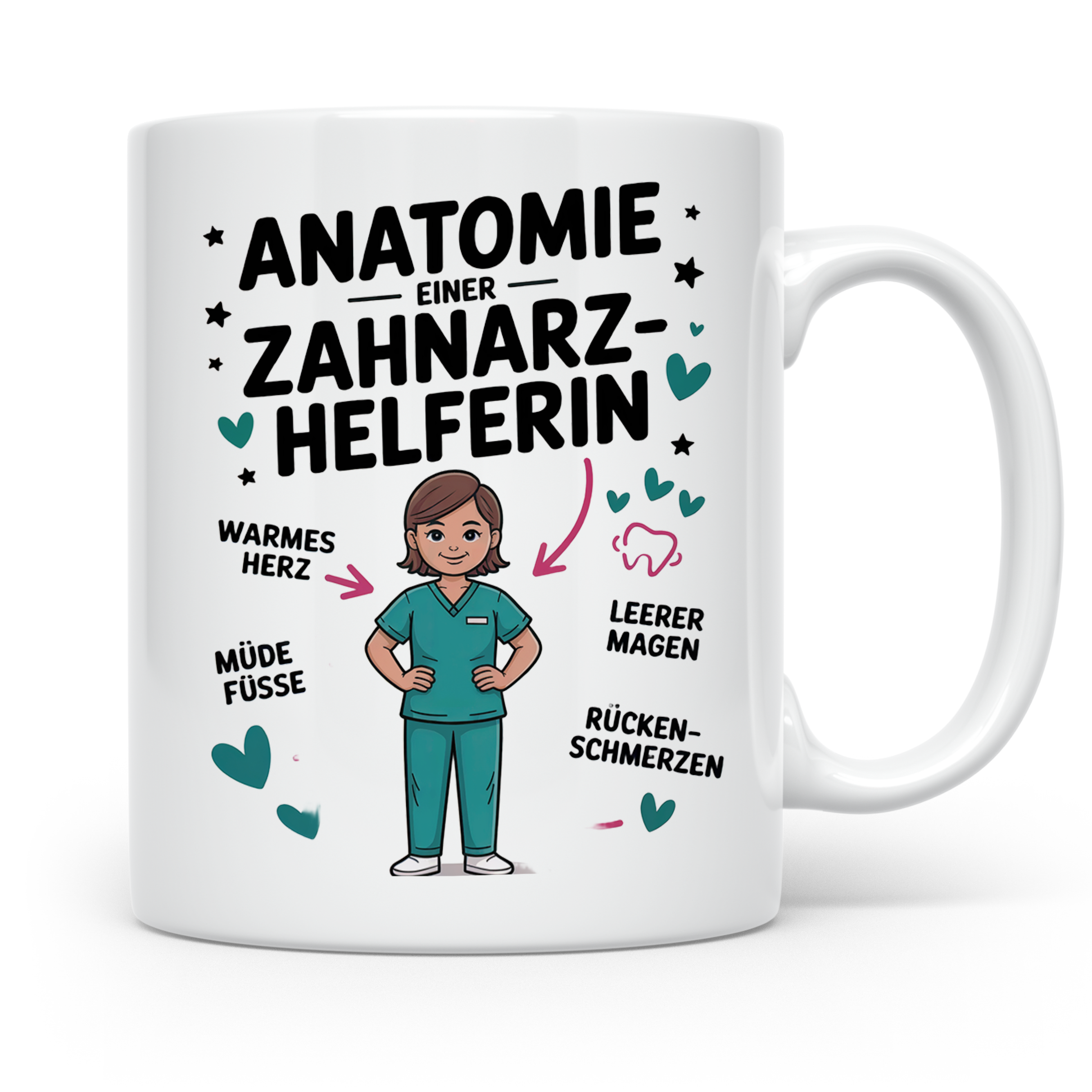 Zahnarzthelferin Tasse - Anatomie einer ZFA - Geschenkidee, Job, Beruf, Zahnmedizin, Praxis, Sprüche, Kollegin, lustig, Zähne