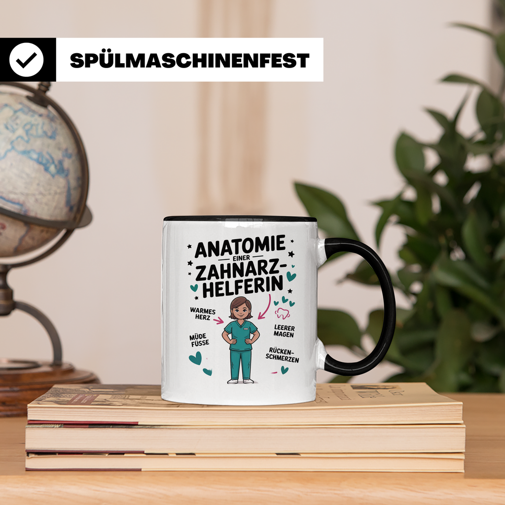 Zahnarzthelferin Tasse - Anatomie einer ZFA - Geschenkidee, Job, Beruf, Zahnmedizin, Praxis, Sprüche, Kollegin, lustig, Zähne