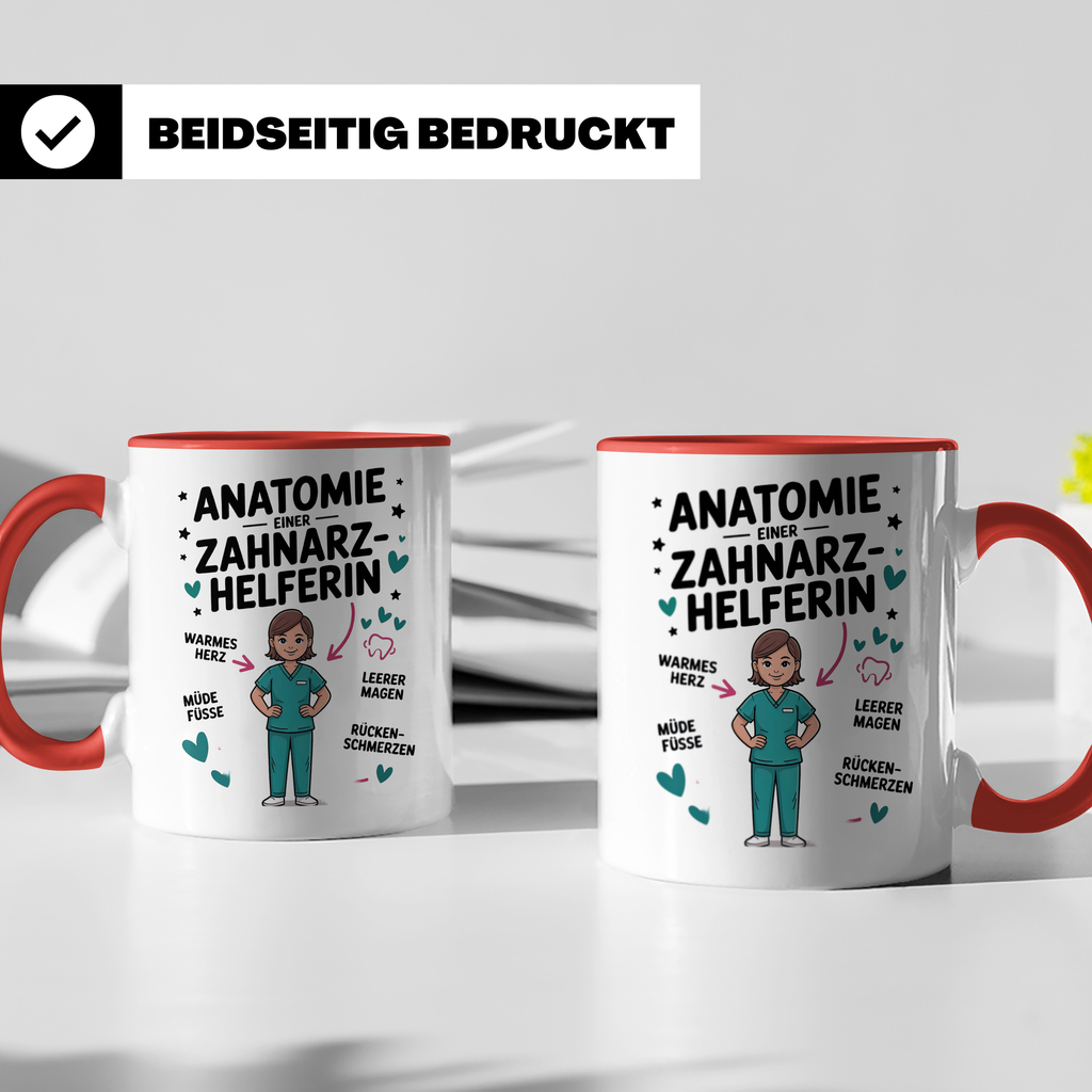 Zahnarzthelferin Tasse - Anatomie einer ZFA - Geschenkidee, Job, Beruf, Zahnmedizin, Praxis, Sprüche, Kollegin, lustig, Zähne