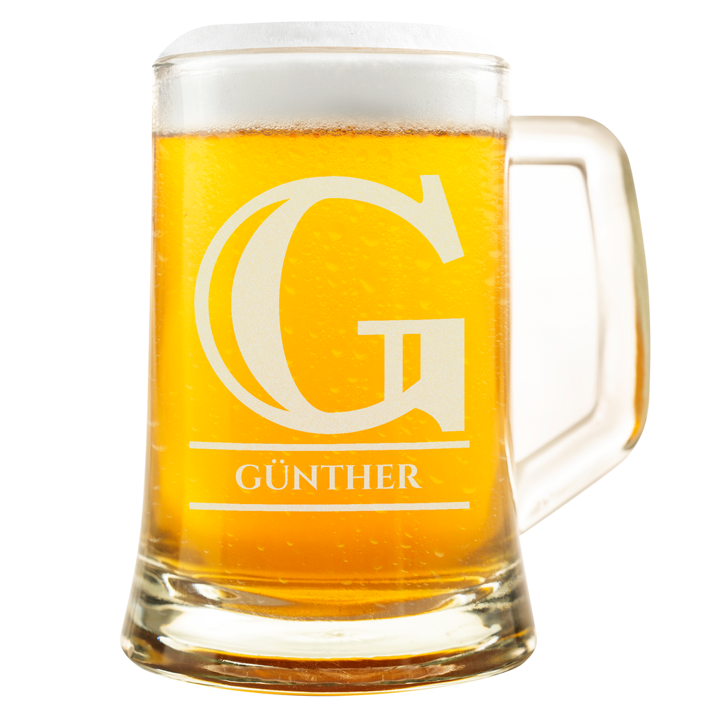 Personalisiertes Bierkrug mit Monogramm – Elegantes Geschenk für Männer, Monogramm G Bierkrug für Freunde, Ideal für Geburtstagsgeschenke