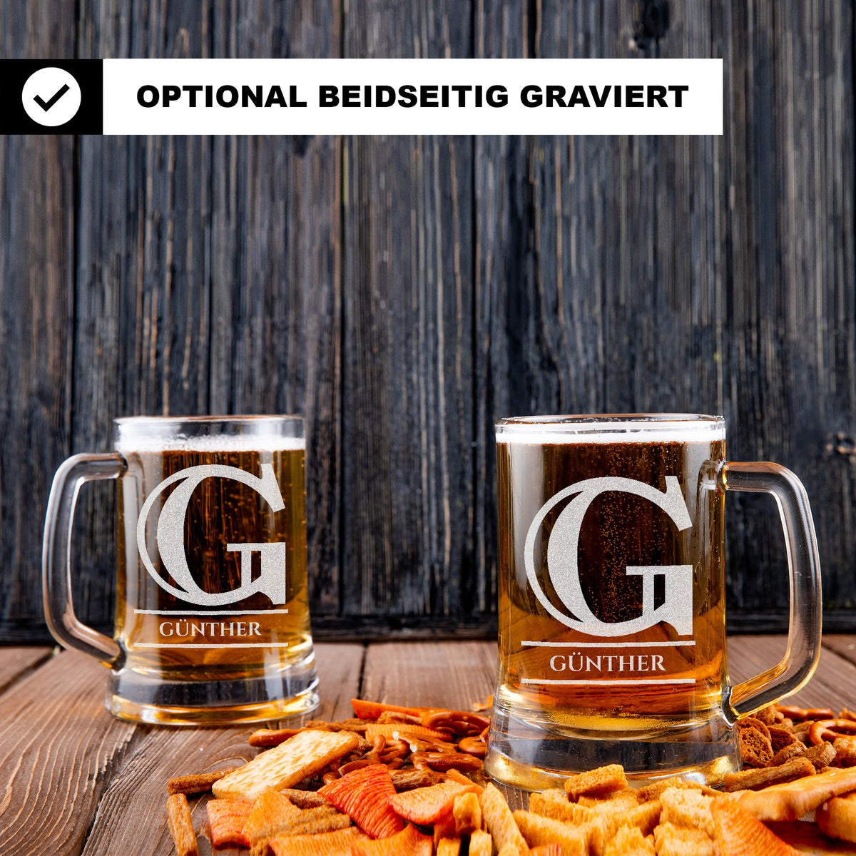 Personalisiertes Bierkrug mit Monogramm – Elegantes Geschenk für Männer, Monogramm G Bierkrug für Freunde, Ideal für Geburtstagsgeschenke