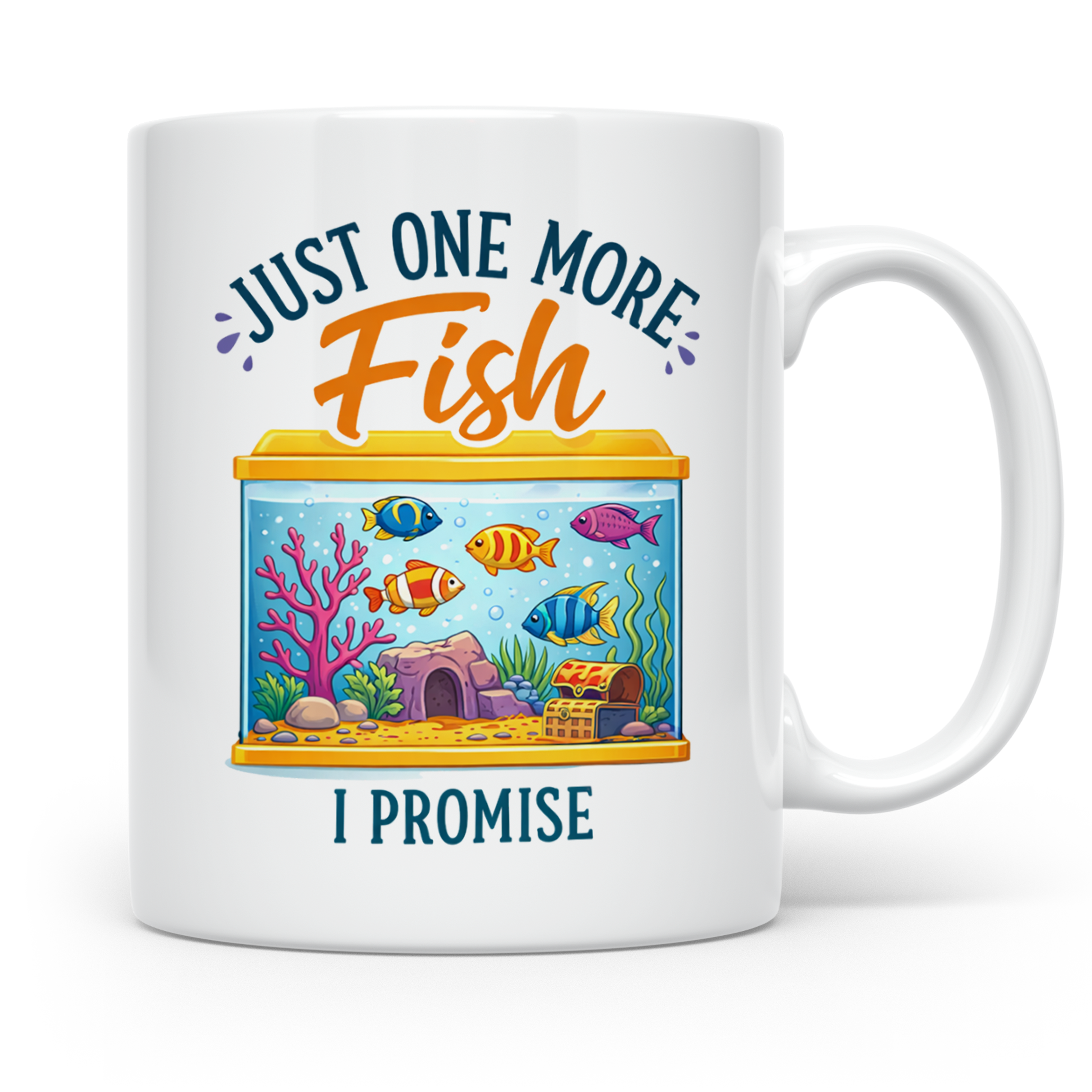 Aquaristik Tasse Just one more fish, lustiger Spruch für Aqu – Weiß [farbe:weiß]