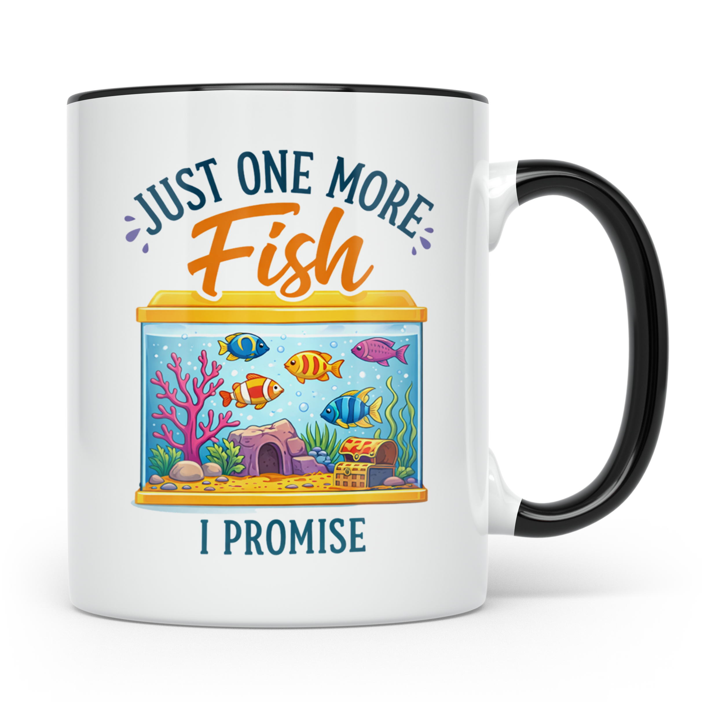 Aquaristik Tasse Just one more fish, lustiger Spruch für Aqu – Schwarz [farbe:schwarz]
