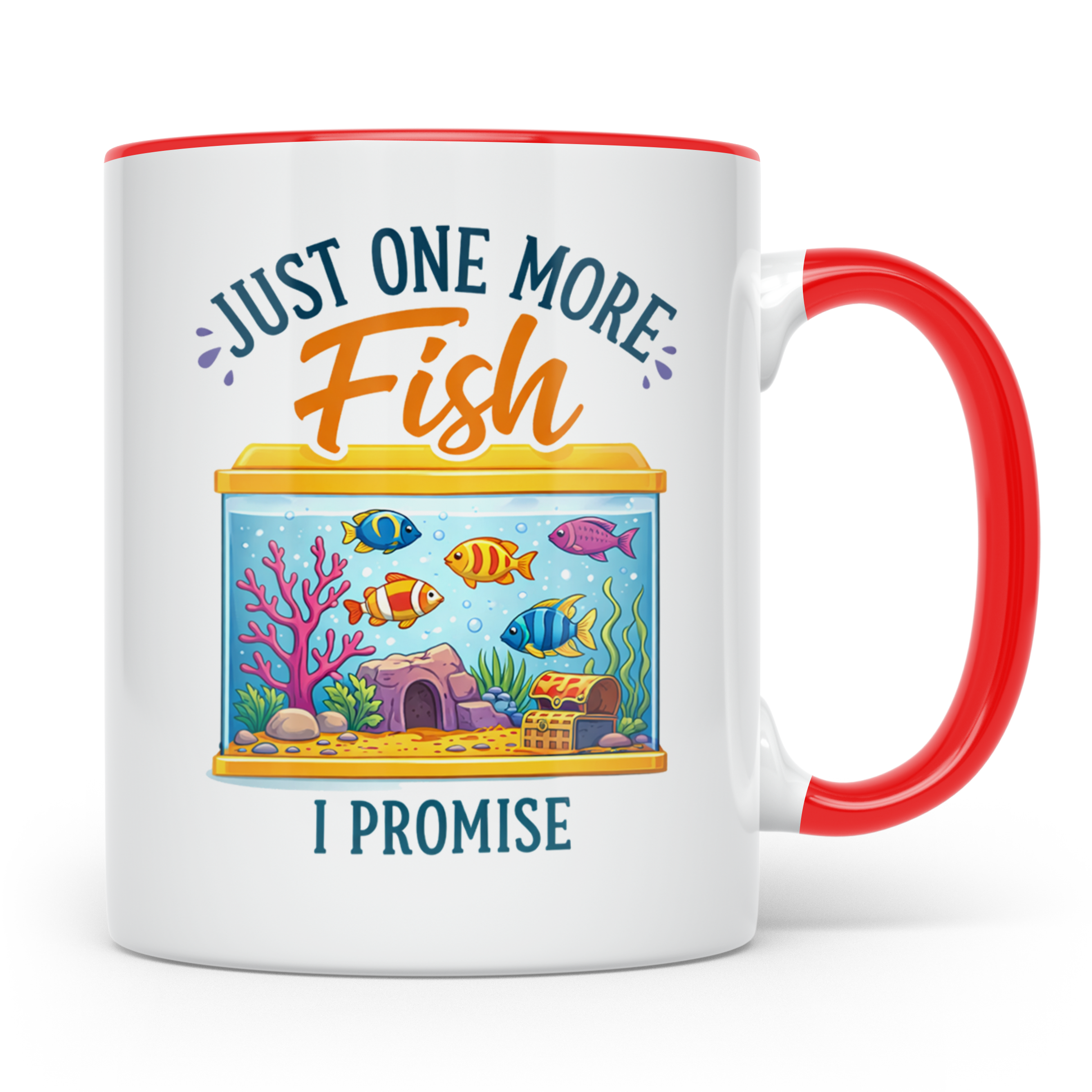 Aquaristik Tasse Just one more fish, lustiger Spruch für Aqu – Rot [farbe:rot]
