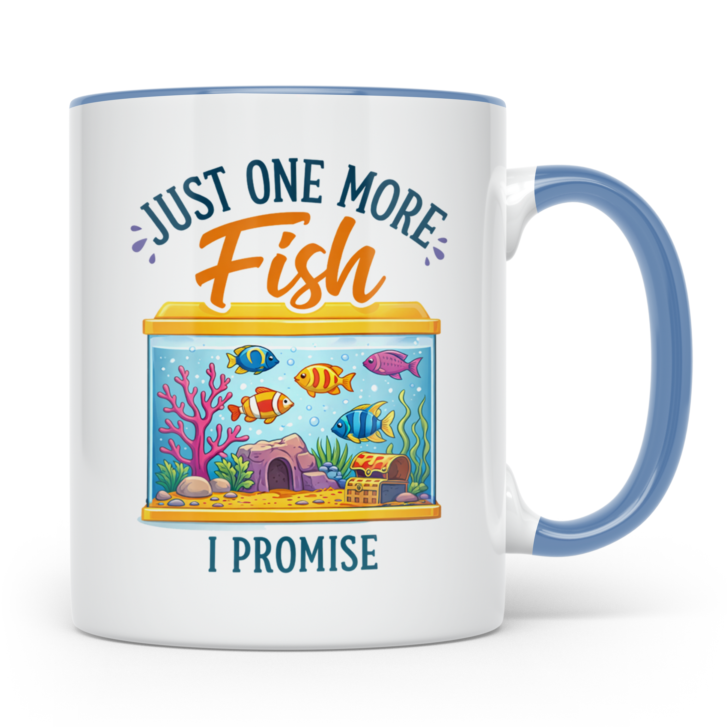 Aquaristik Tasse Just one more fish, lustiger Spruch für Aqu – Blau [farbe:blau]