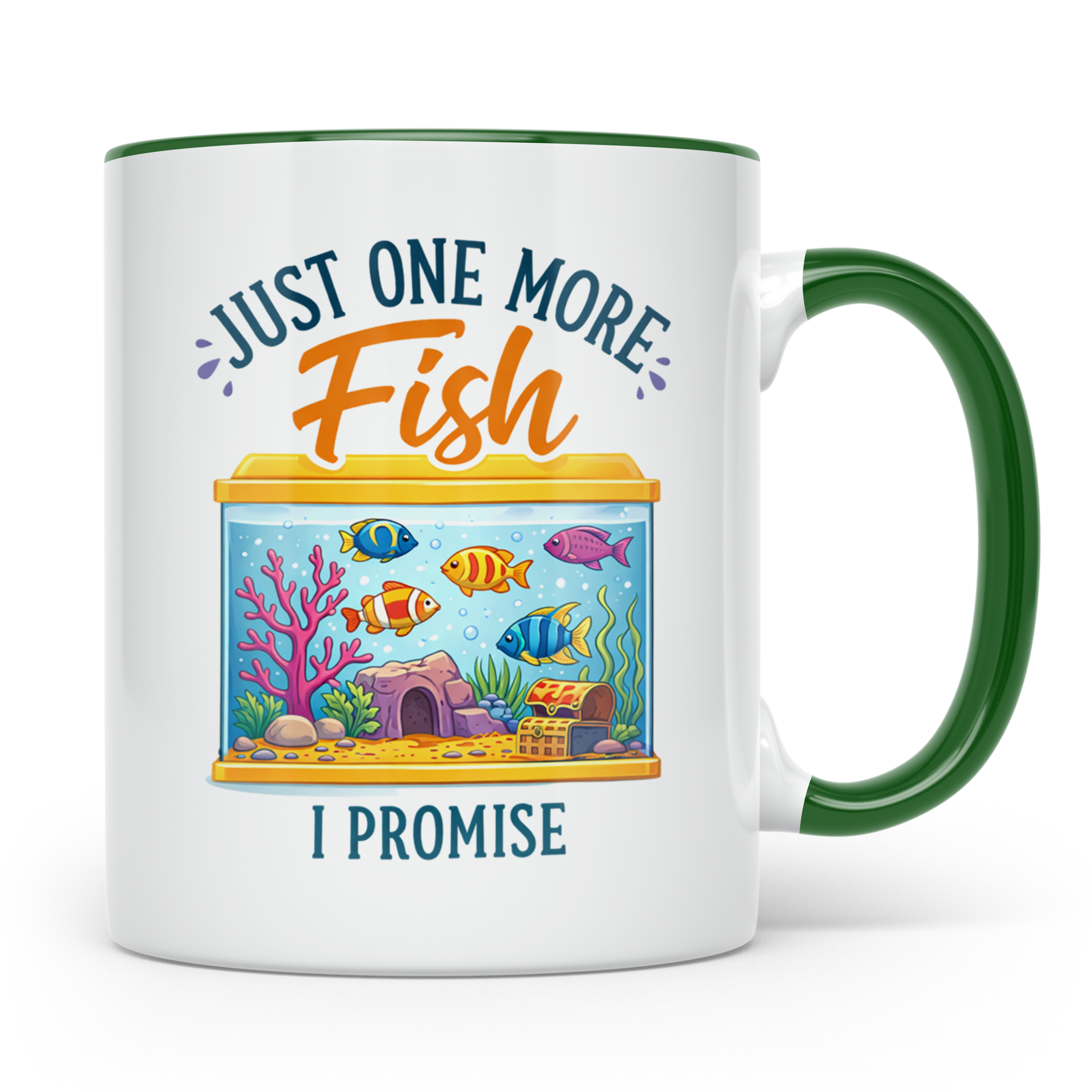 Aquaristik Tasse Just one more fish, lustiger Spruch für Aqu – Grün [farbe:grün]