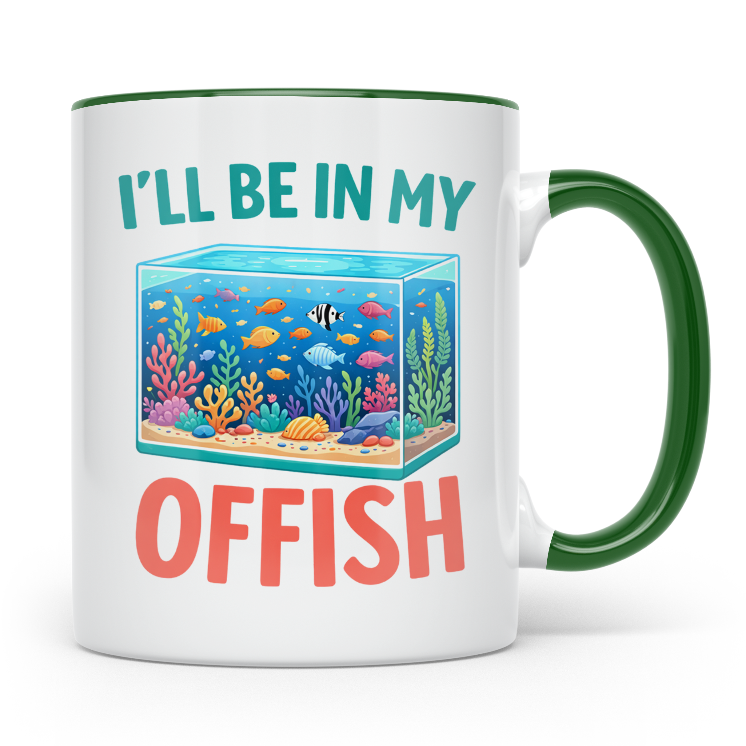 I'll be in my Offish Tasse, lustiges Aquarium Design für Aqu – Grün [farbe:grün]