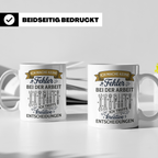 Handwerker Tasse mit Spruch Keine Fehler, kreative Entscheid – Weiß [farbe:weiß]
