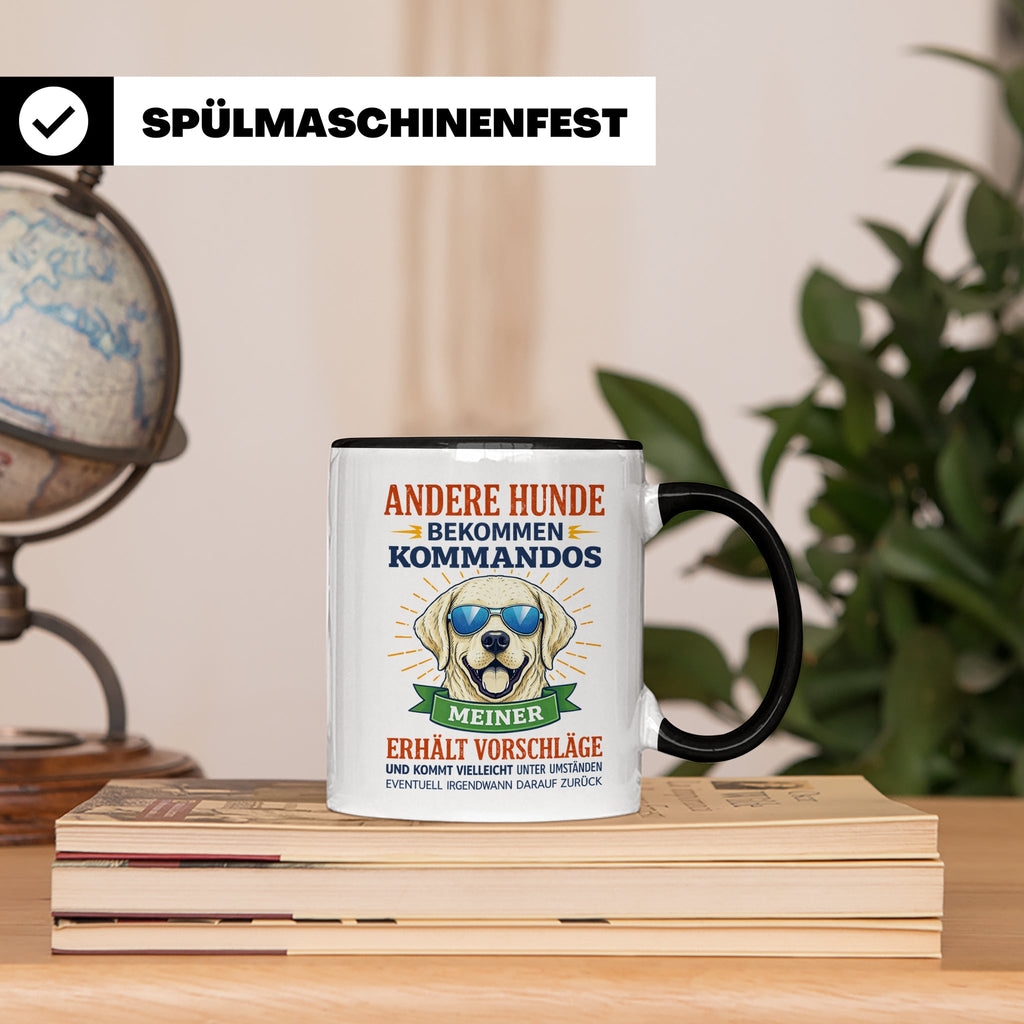 Hundetasse Labrador Spruch Andere Hunde bekommen Kommandos.  – Schwarz [farbe:schwarz]
