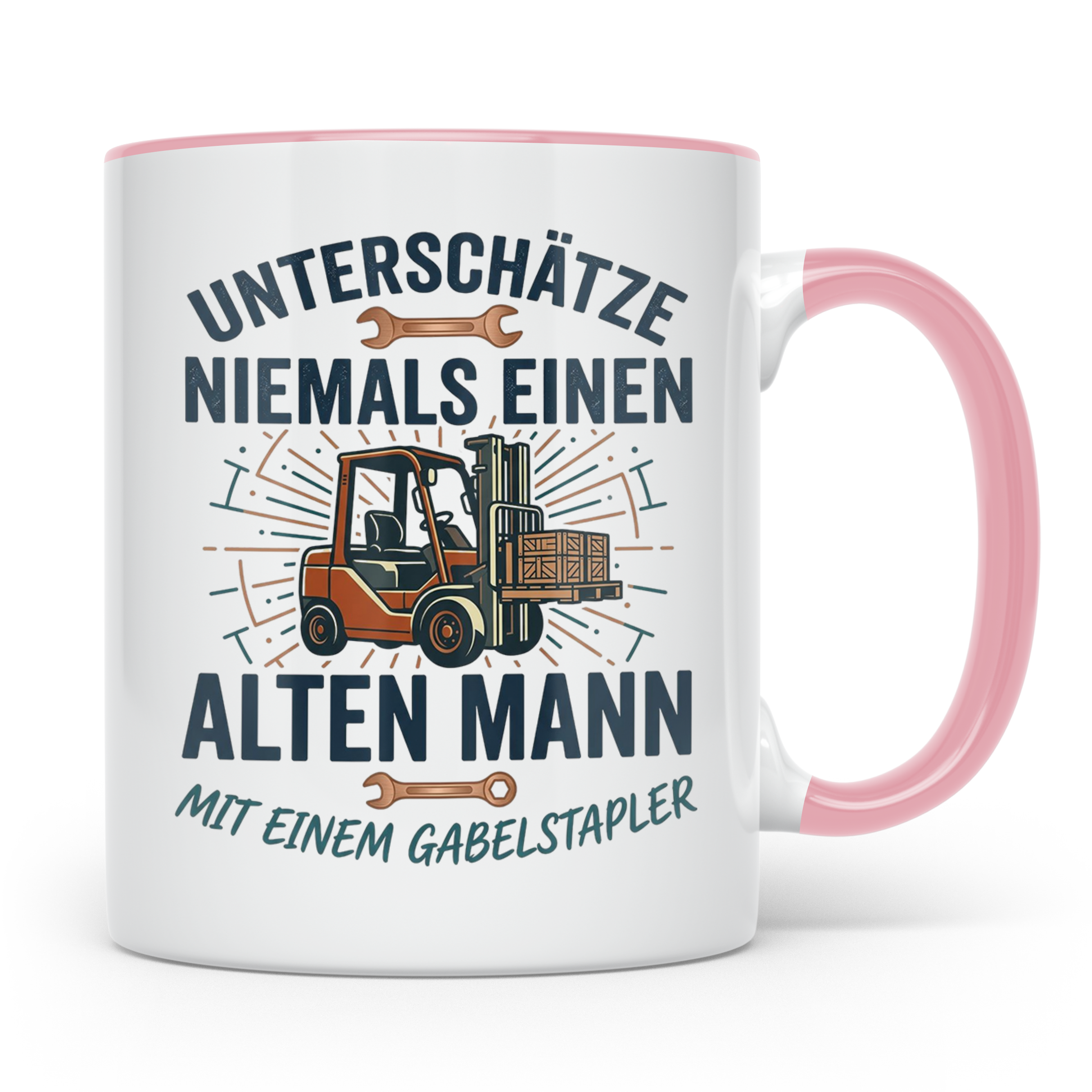 Gabelstaplerfahrer Tasse Alter Mann mit Stapler Spruch Gesch – Rosa [farbe:rosa]