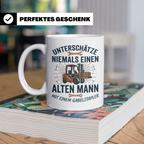 Gabelstaplerfahrer Tasse Alter Mann mit Stapler Spruch Gesch – Weiß [farbe:weiß]