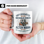 Gabelstaplerfahrer Tasse Alter Mann mit Stapler Spruch Gesch – Weiß [farbe:weiß]