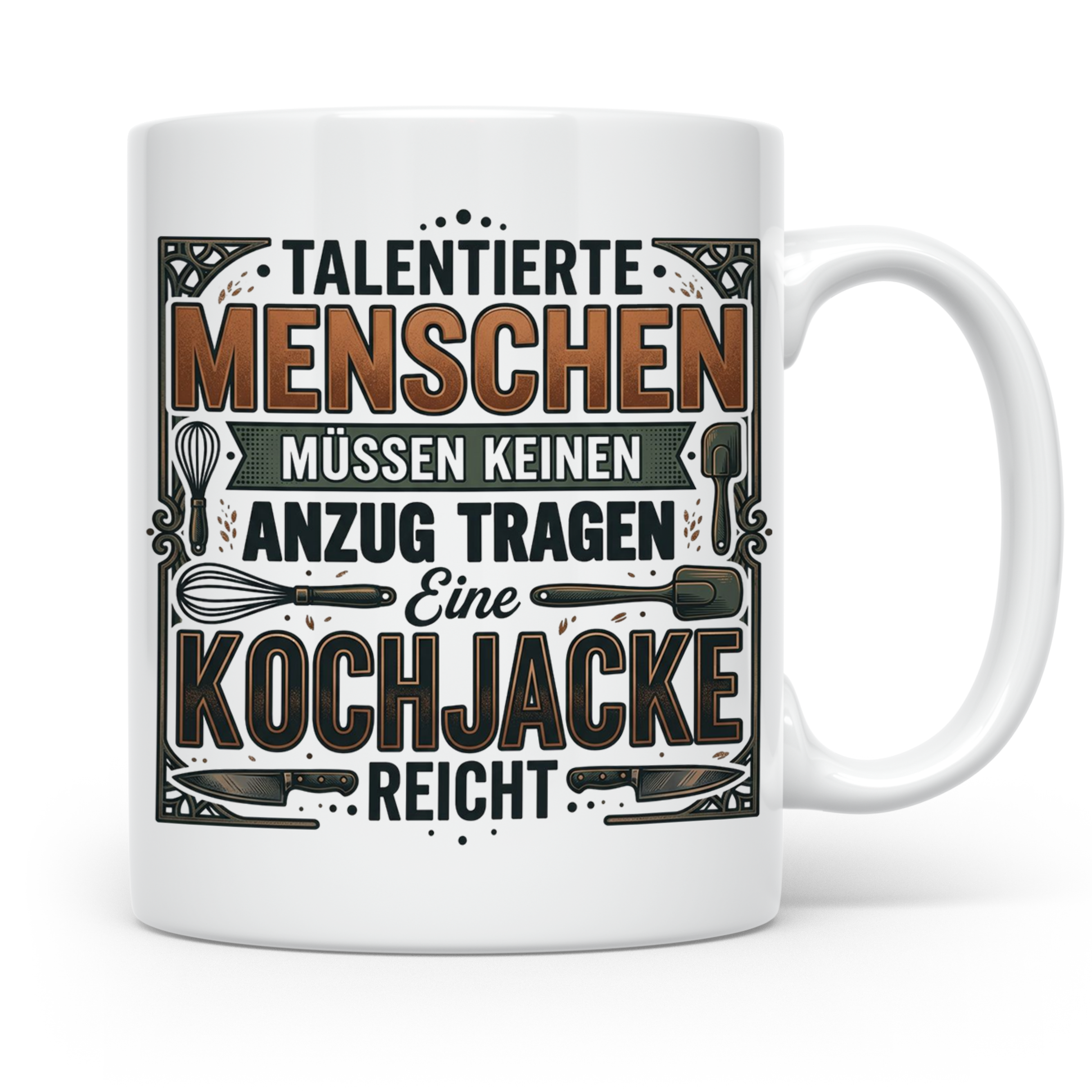 Koch Tasse mit Spruch Kochjacke reicht, Geschenk für Köche,  – Weiß [farbe:weiß]