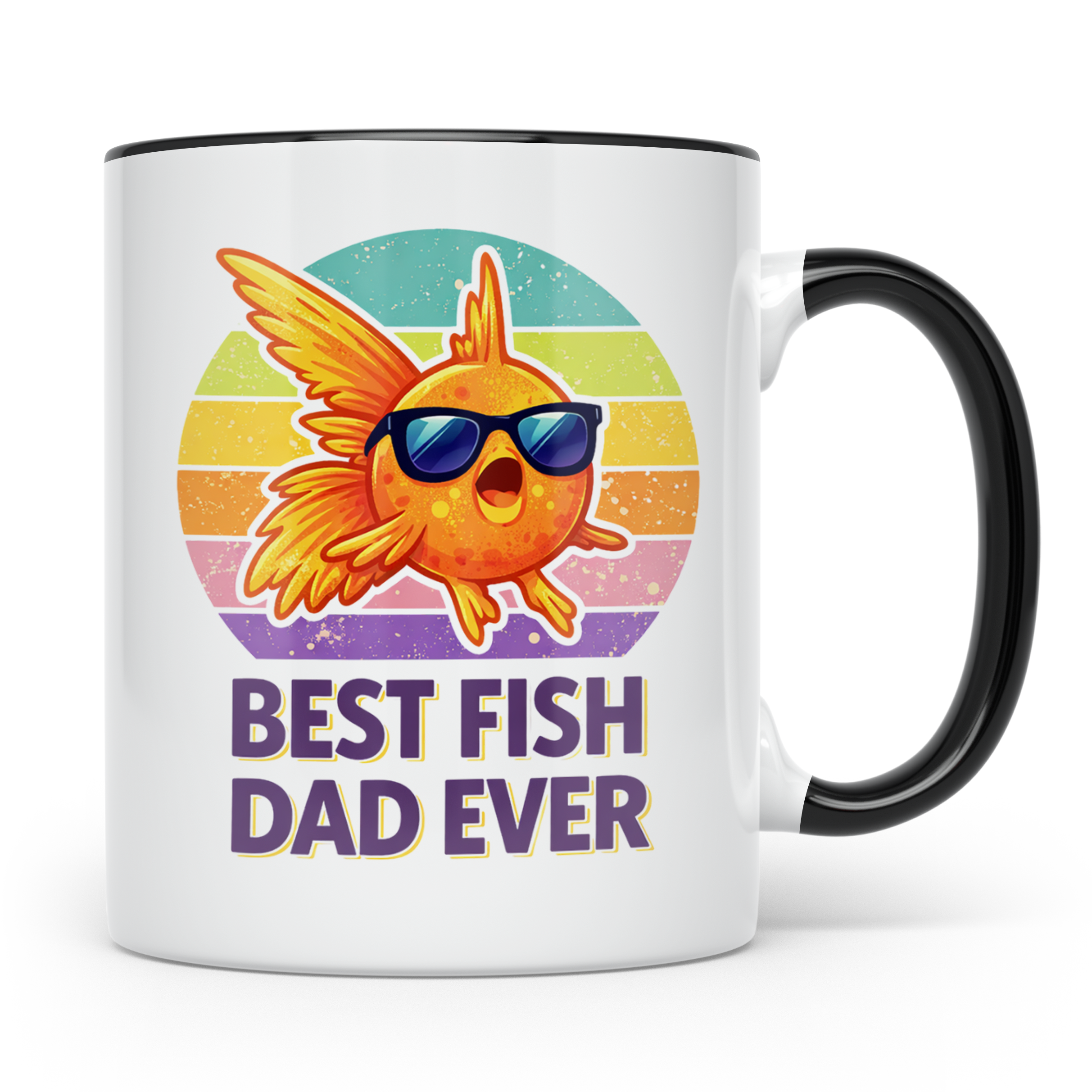 Best Fish Dad Ever Tasse Goldfisch Papa, Geschenk für Aquari – Schwarz [farbe:schwarz]