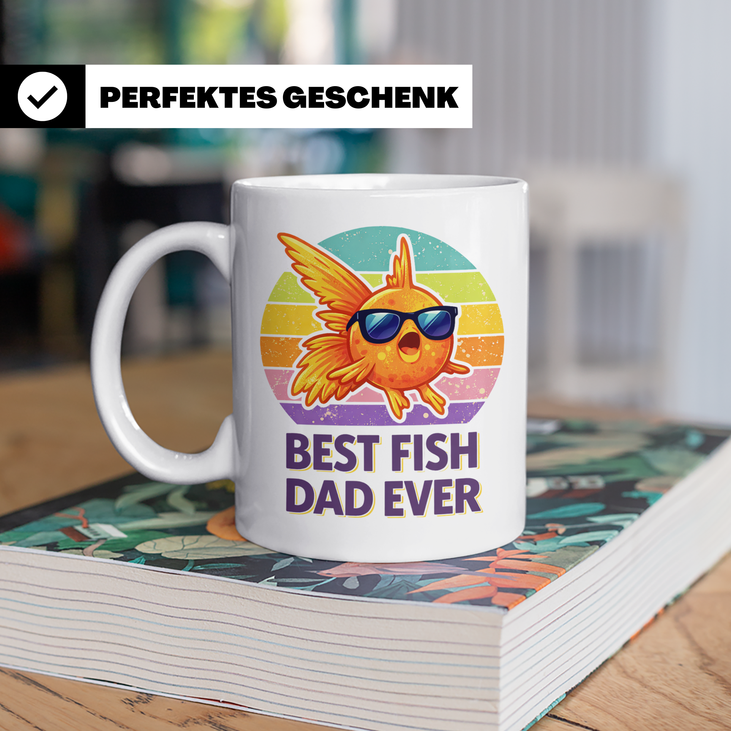 Best Fish Dad Ever Tasse Goldfisch Papa, Geschenk für Aquari – Weiß [farbe:weiß]