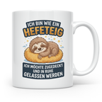 Faultier Tasse mit Spruch Hefeteig, lustiges Geschenk für Mo – Weiß [farbe:weiß]