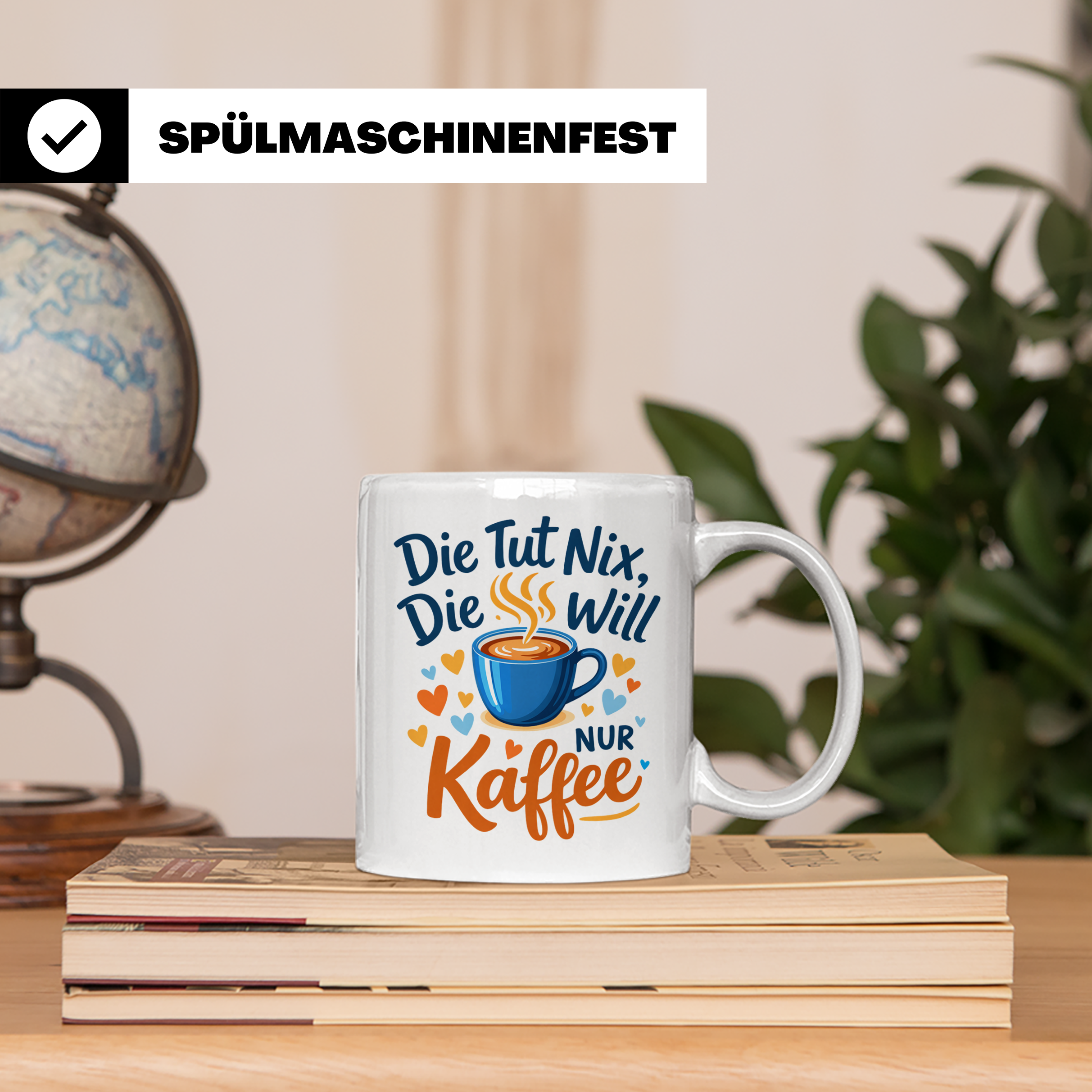 Kaffeetasse mit Spruch 'Die tut nix die will nur Kaffee' Tas – Weiß [farbe:weiß]