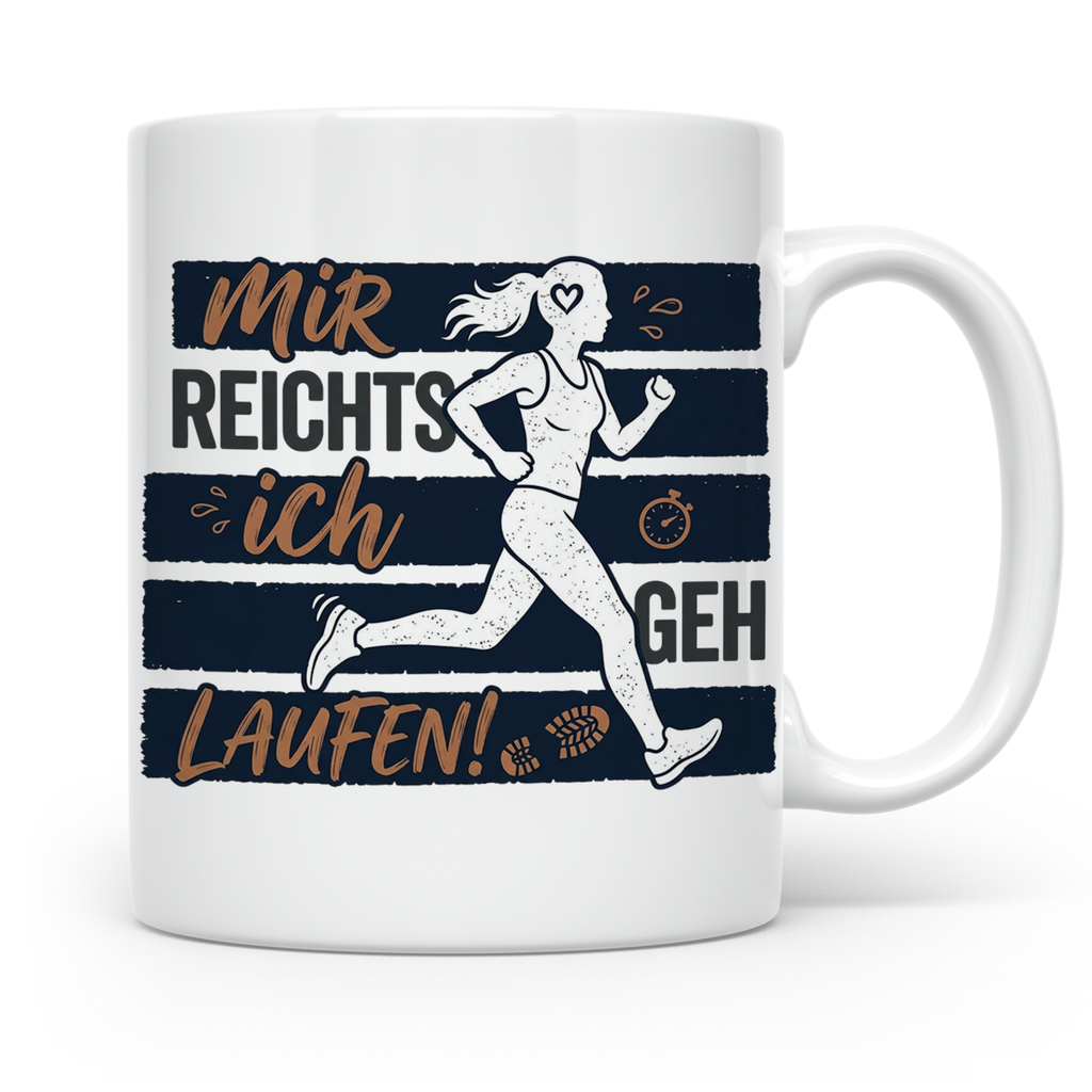 Läuferin Tasse mit Spruch 'Mir reichts ich geh Laufen' Gesch – Weiß [farbe:weiß]