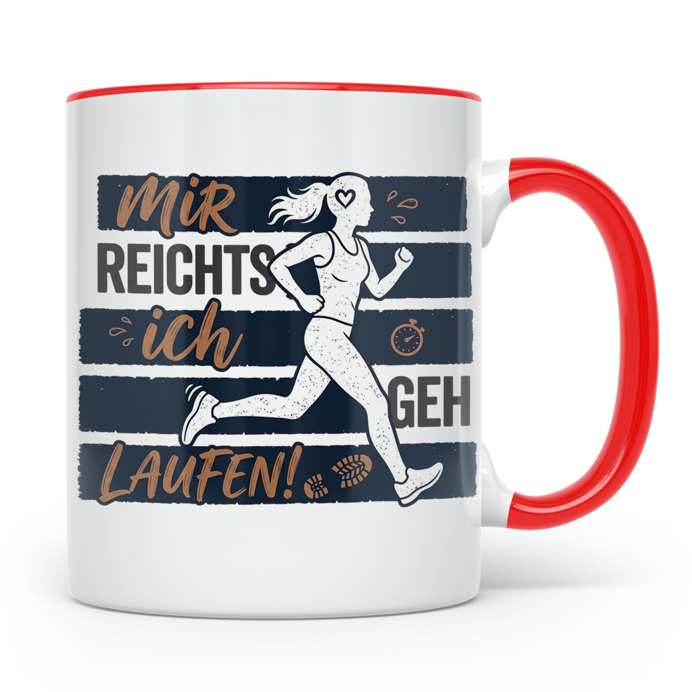 Läuferin Tasse mit Spruch 'Mir reichts ich geh Laufen' Gesch – Rot [farbe:rot]