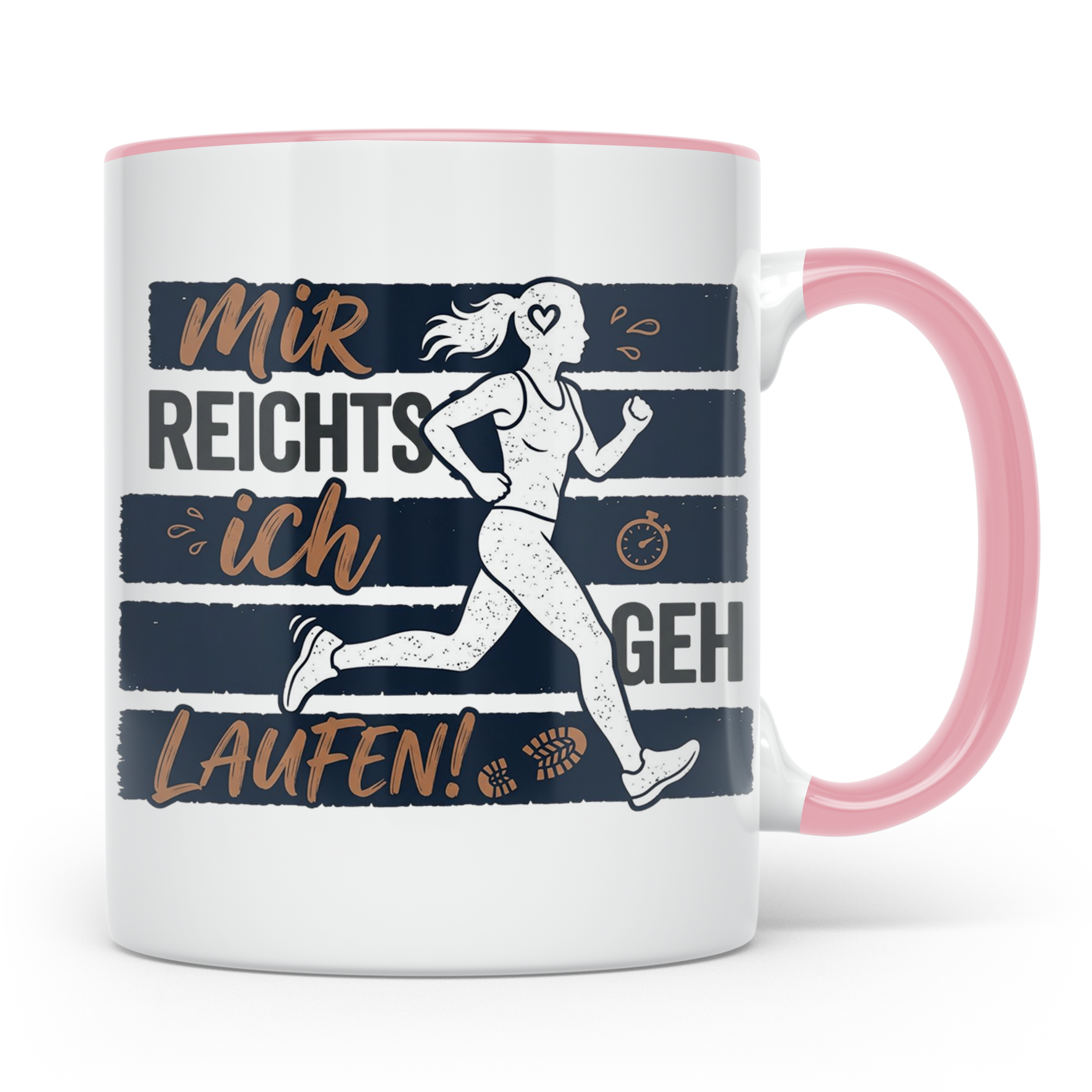 Läuferin Tasse mit Spruch 'Mir reichts ich geh Laufen' Gesch – Rosa [farbe:rosa]