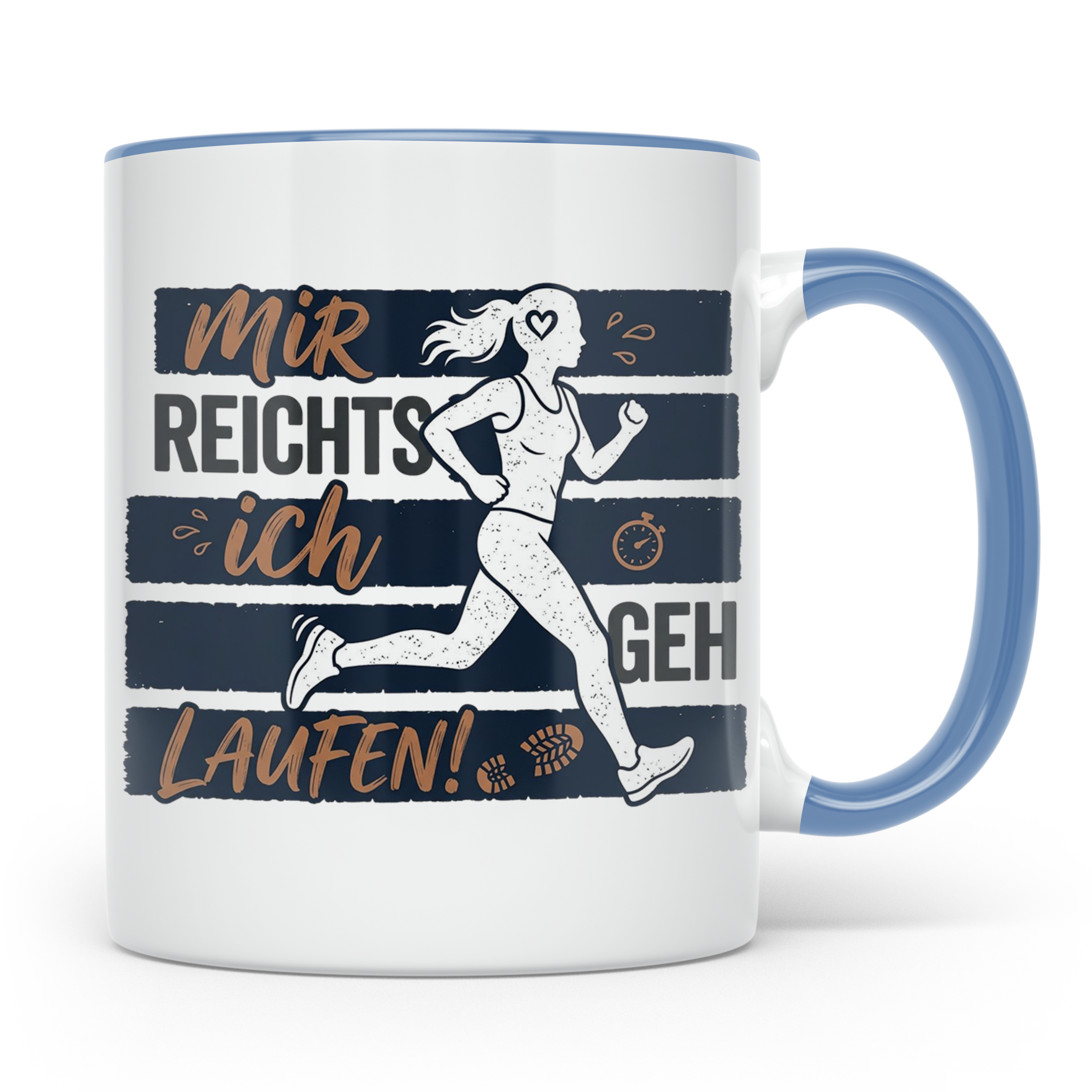 Läuferin Tasse mit Spruch 'Mir reichts ich geh Laufen' Gesch – Blau [farbe:blau]