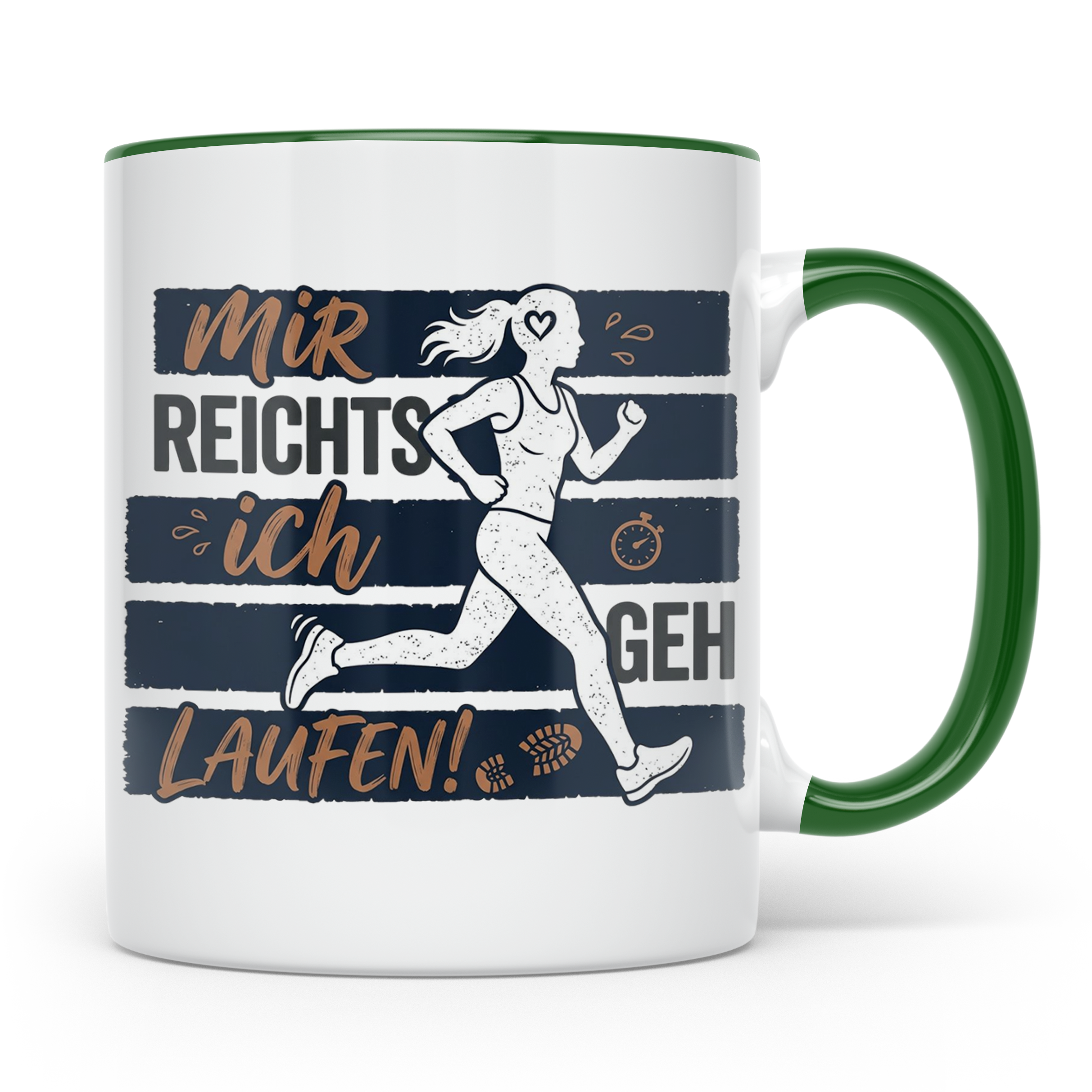 Läuferin Tasse mit Spruch 'Mir reichts ich geh Laufen' Gesch – Grün [farbe:grün]
