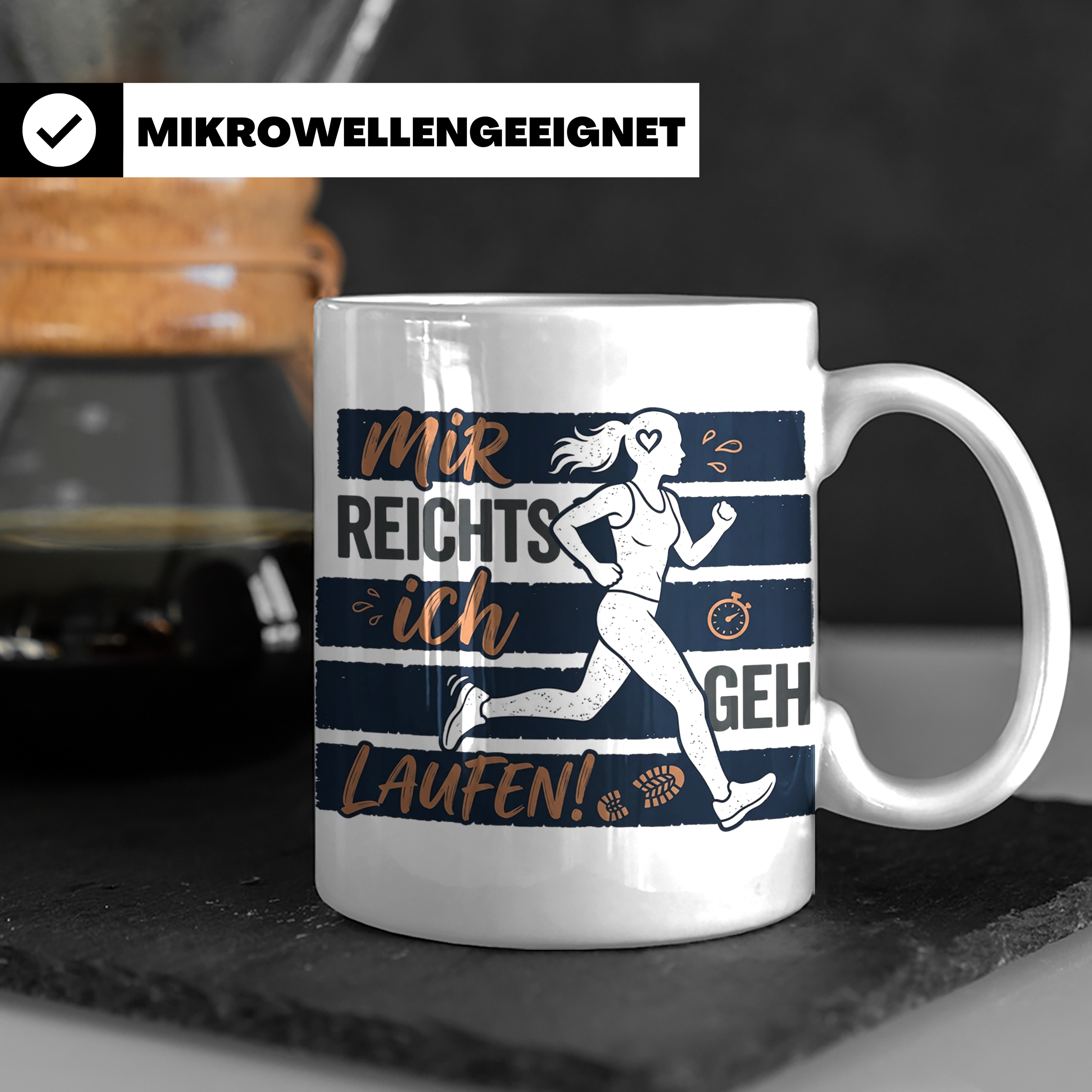 Läuferin Tasse mit Spruch 'Mir reichts ich geh Laufen' Gesch – Weiß [farbe:weiß]