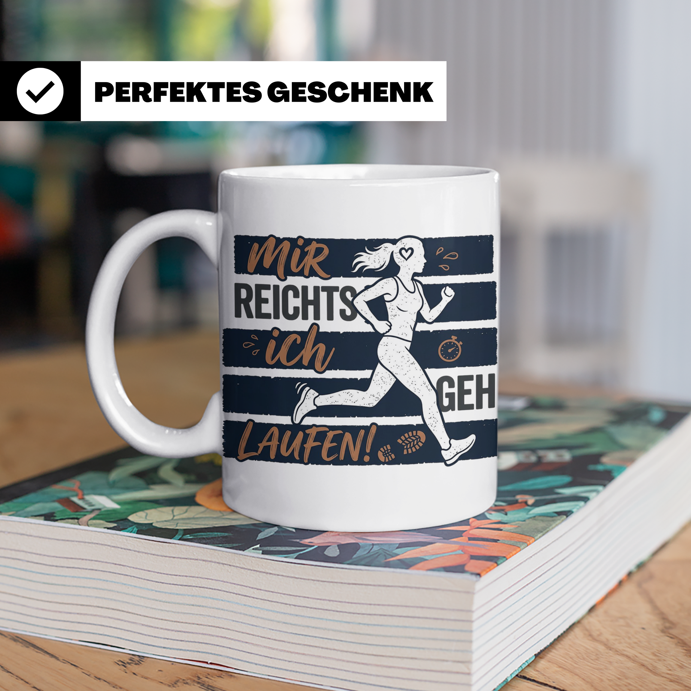 Läuferin Tasse mit Spruch 'Mir reichts ich geh Laufen' Gesch – Weiß [farbe:weiß]