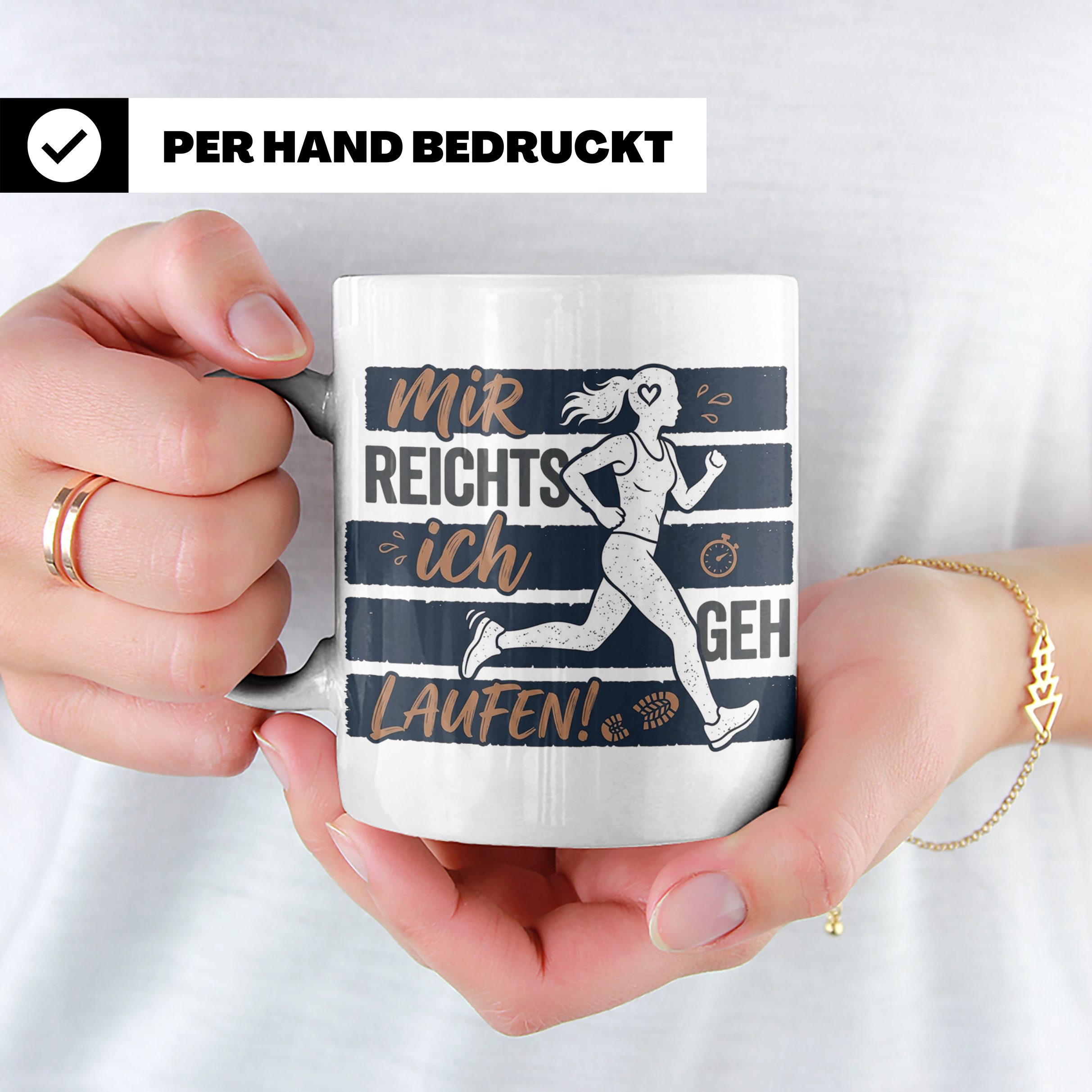 Läuferin Tasse mit Spruch 'Mir reichts ich geh Laufen' Gesch – Weiß [farbe:weiß]