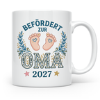 Befördert zur Oma 2027 Tasse, Geschenk werdende Oma, Schwang – Weiß [farbe:weiß]